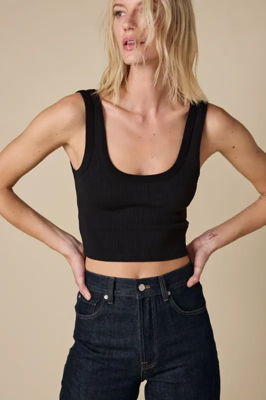The Cropped Scoop It Up Tank in Black sold by Sold Out NYC