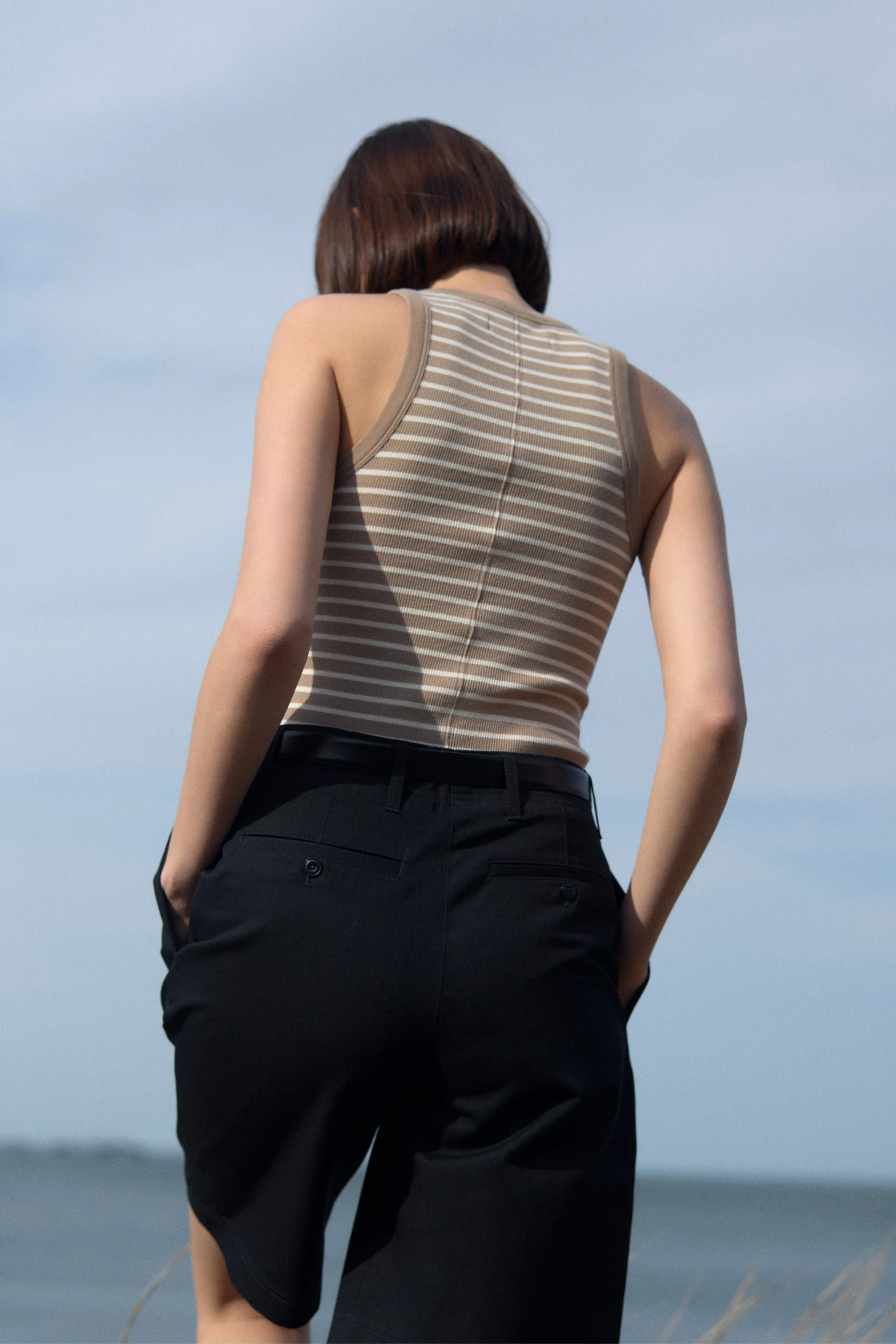 The Not So Basic Tank in Chai Stripe sold by Sold Out NYC product image thumbnail 5