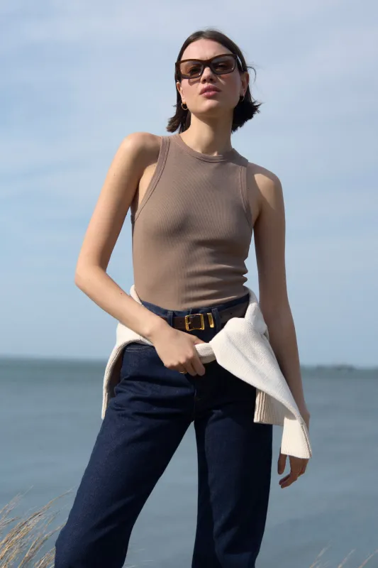 The Not So Basic Tank in Truffle sold by Sold Out NYC