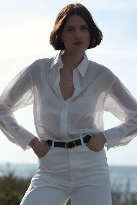 The Sheer Silk Shirt in White sold by Sold Out NYC