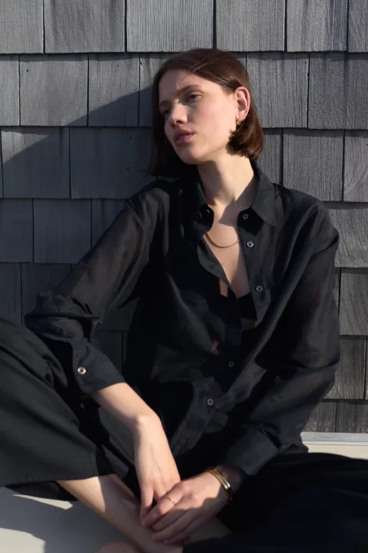 The Sheer Silk Shirt in Black sold by Sold Out NYC