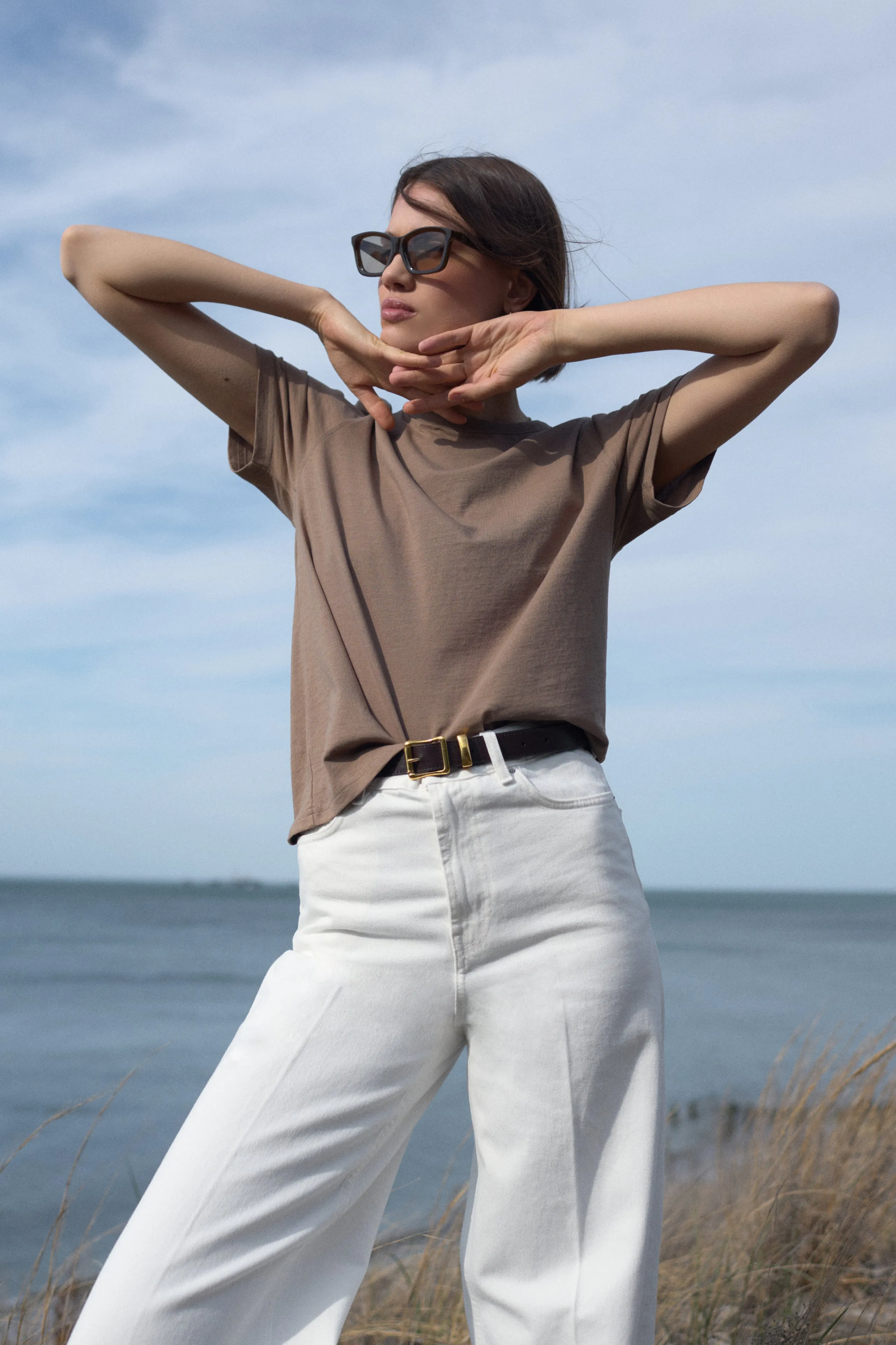 The Iconically Soft Perfect Tee in Truffle sold by Sold Out NYC