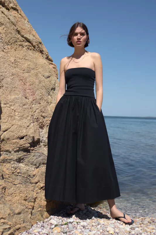 The Strapless RSVP Dress in Black sold by Sold Out NYC