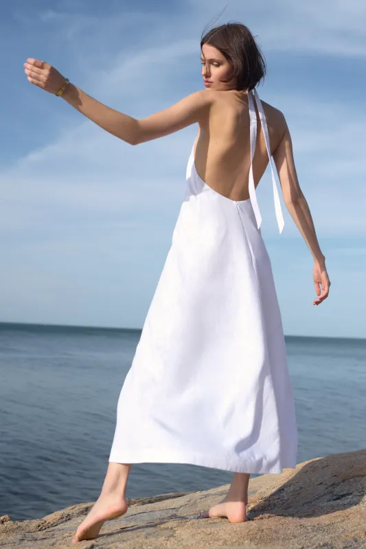 The Fête Linen Dress in White sold by Sold Out NYC