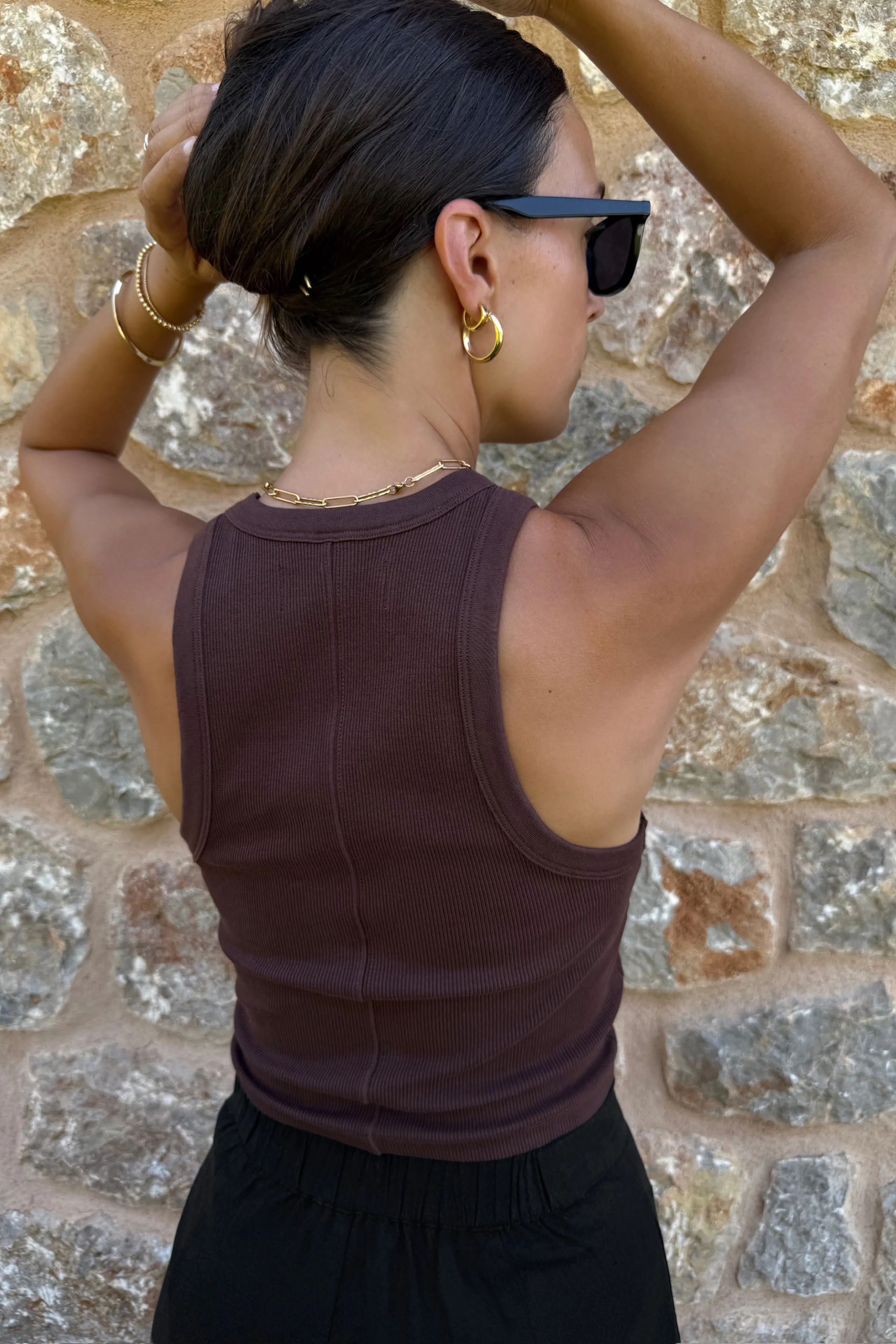 The Cropped Not So Basic Tank in Chocolate sold by Sold Out NYC product image thumbnail 4