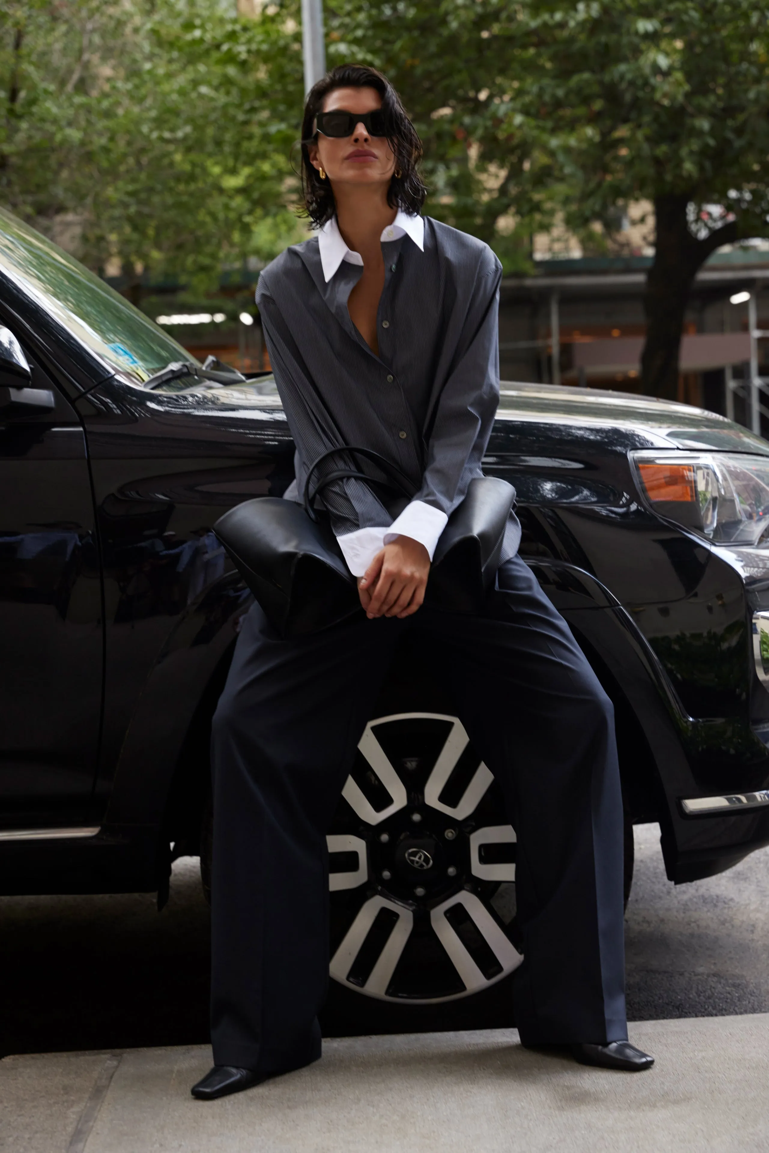 The Everything Shirt in Charcoal Micro Stripe sold by Sold Out NYC product image thumbnail 4