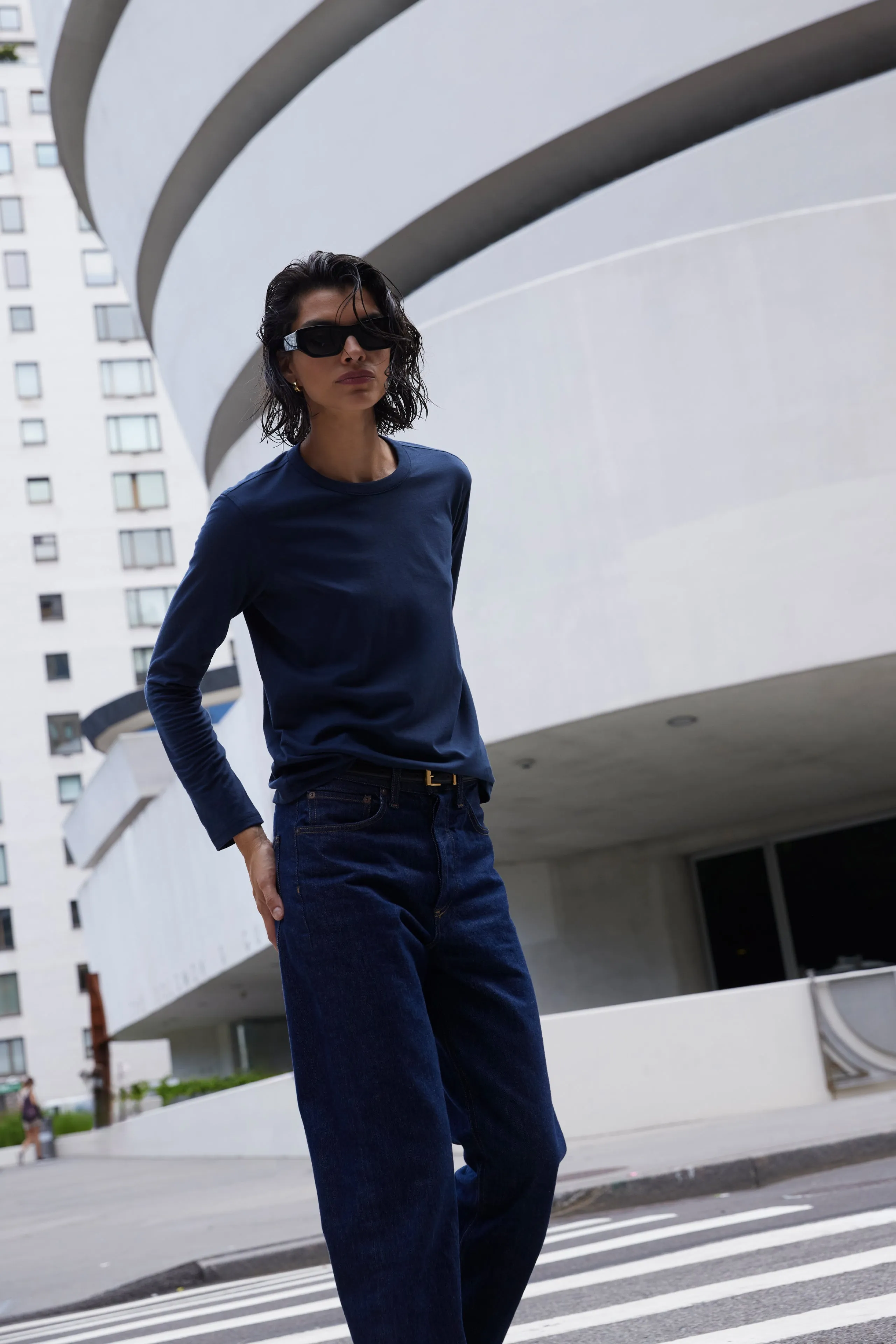 The Long Sleeve Perfect Tee in Navy sold by Sold Out NYC product image thumbnail 4