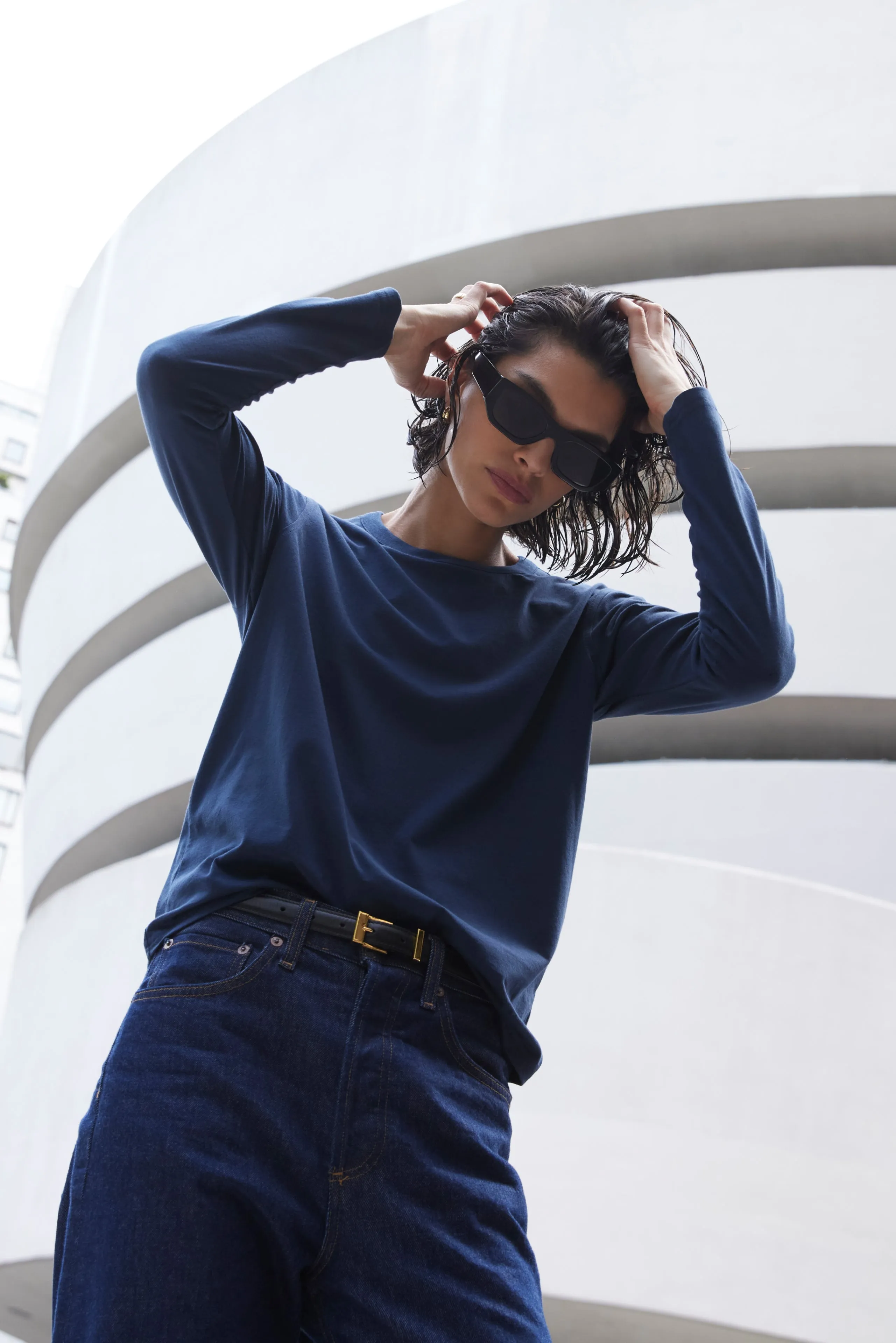 The Long Sleeve Perfect Tee in Navy sold by Sold Out NYC product image thumbnail 2