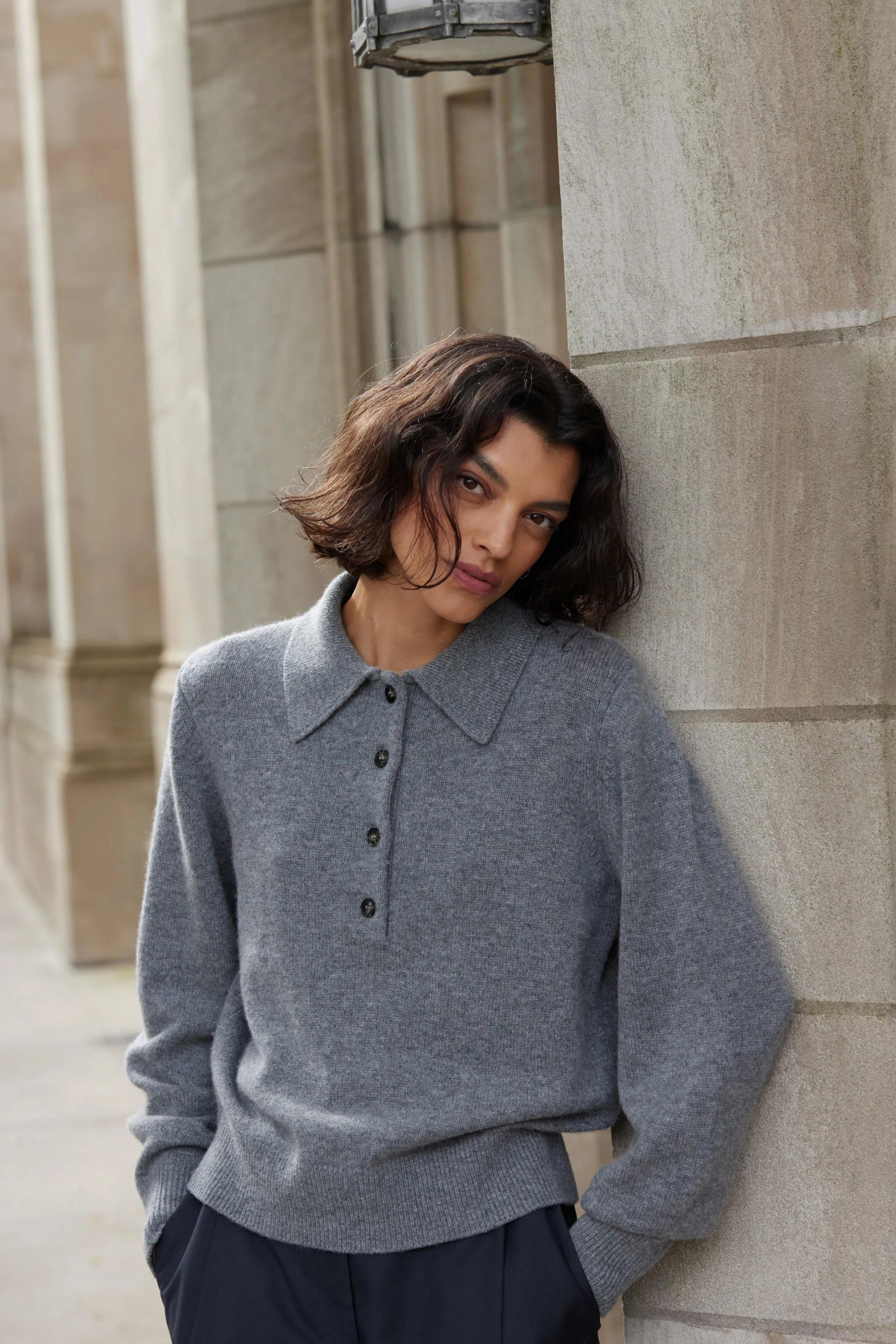 The Cashmere Polo in Heather Grey sold by Sold Out NYC product image thumbnail 4