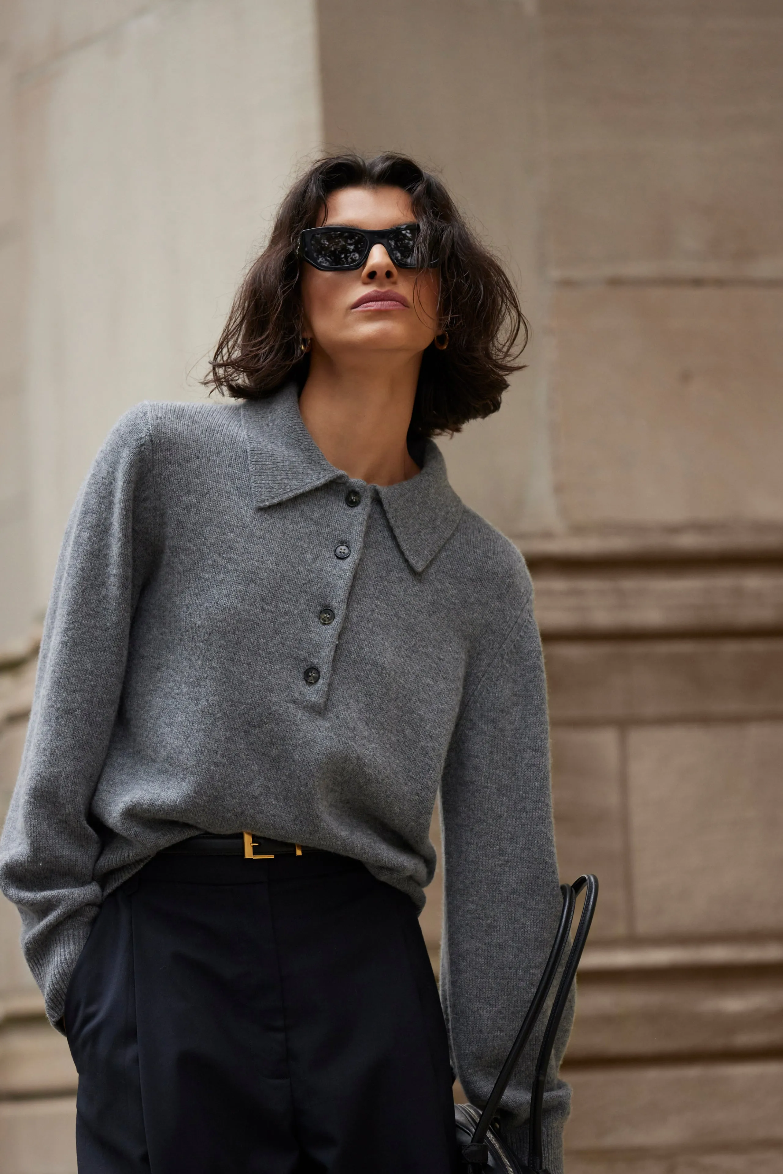 The Cashmere Polo in Heather Grey sold by Sold Out NYC product image thumbnail 5