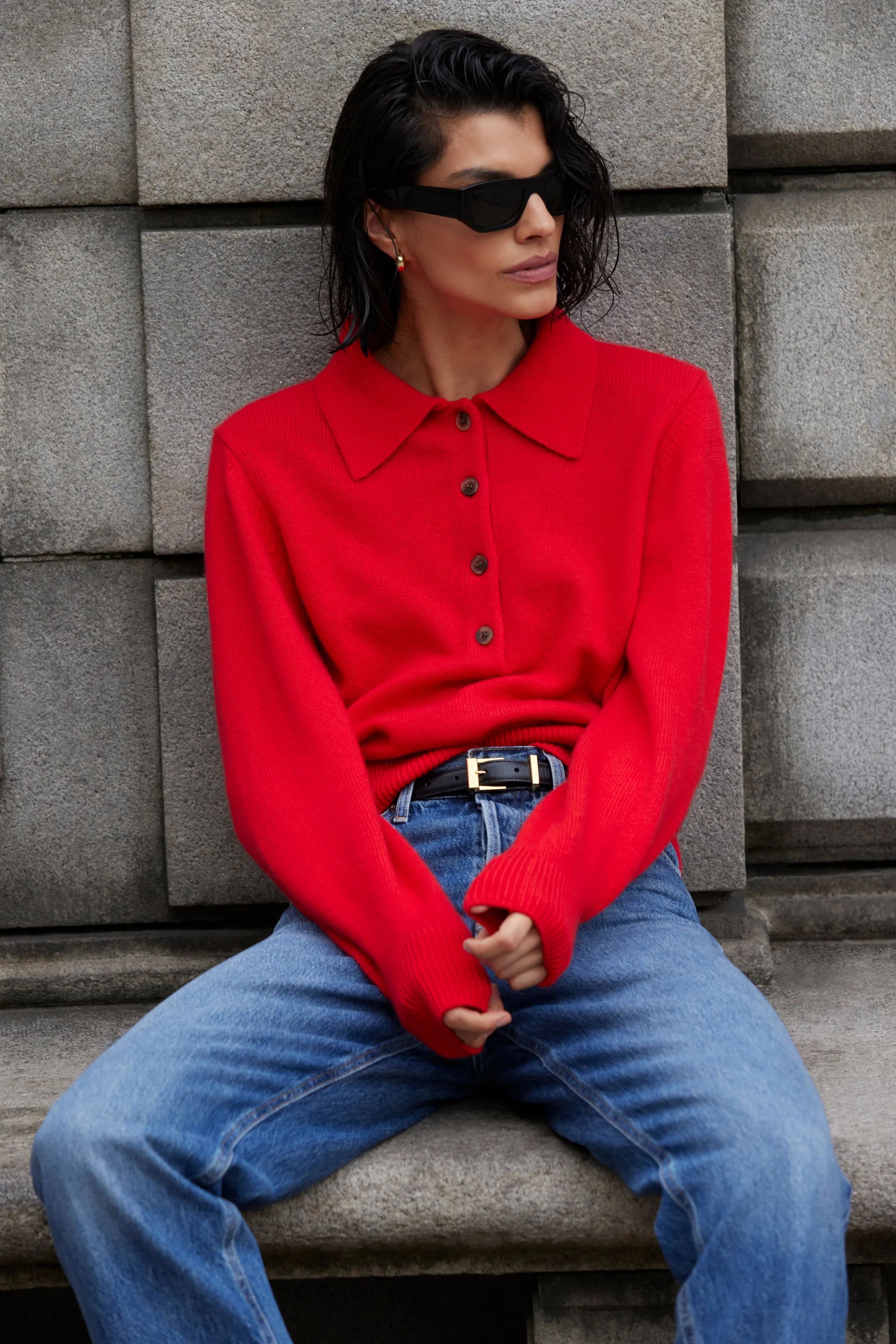 The Cashmere Polo in Cherry sold by Sold Out NYC product image thumbnail 3