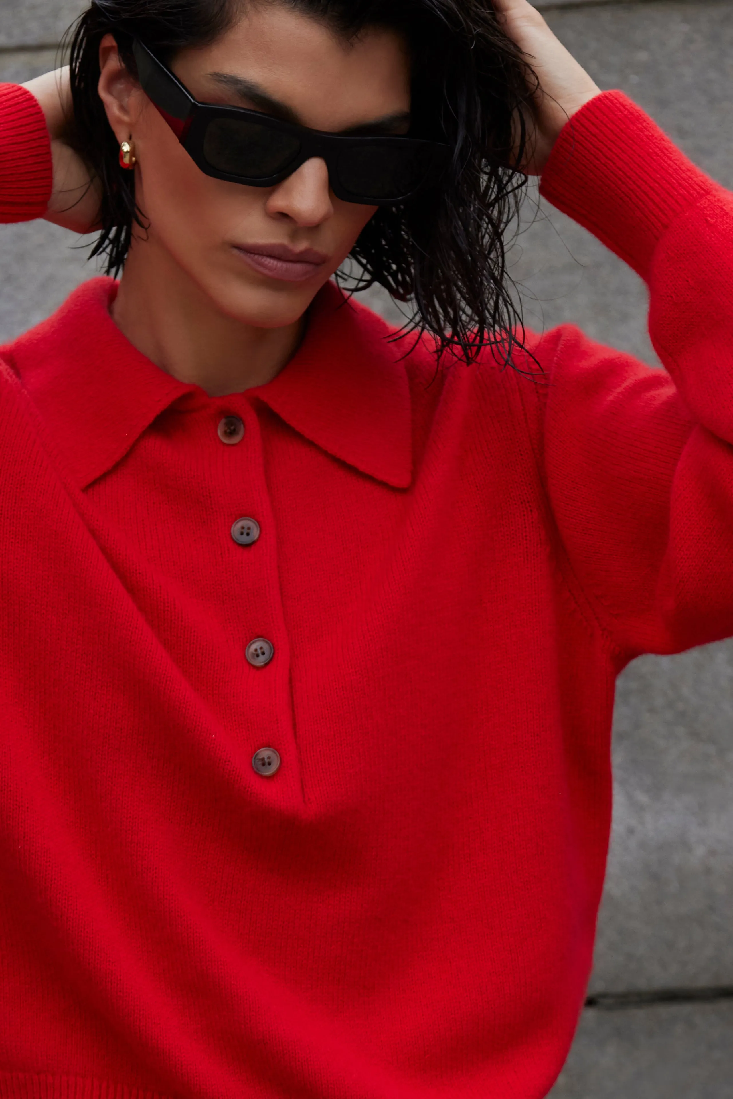 The Cashmere Polo in Cherry sold by Sold Out NYC product image thumbnail 4