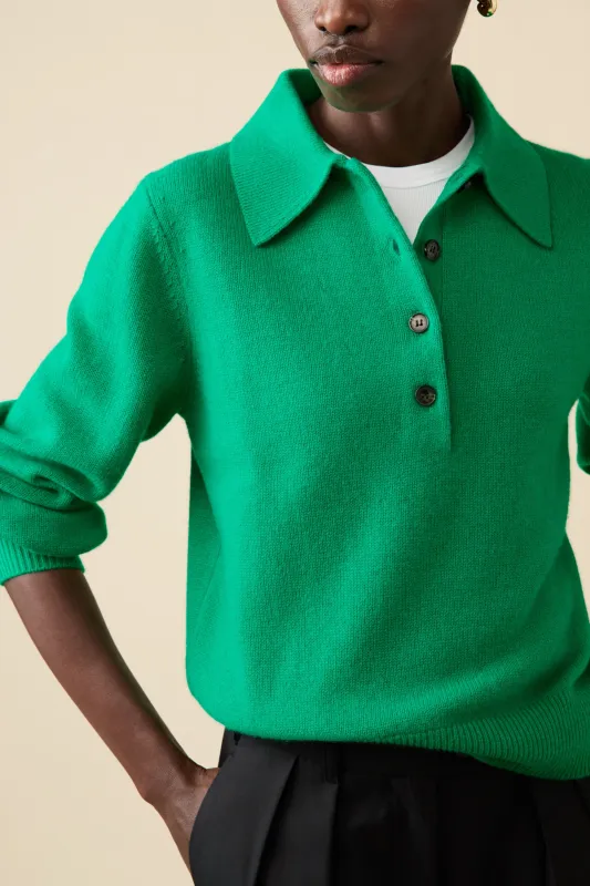 The Cashmere Polo in Jade sold by Sold Out NYC