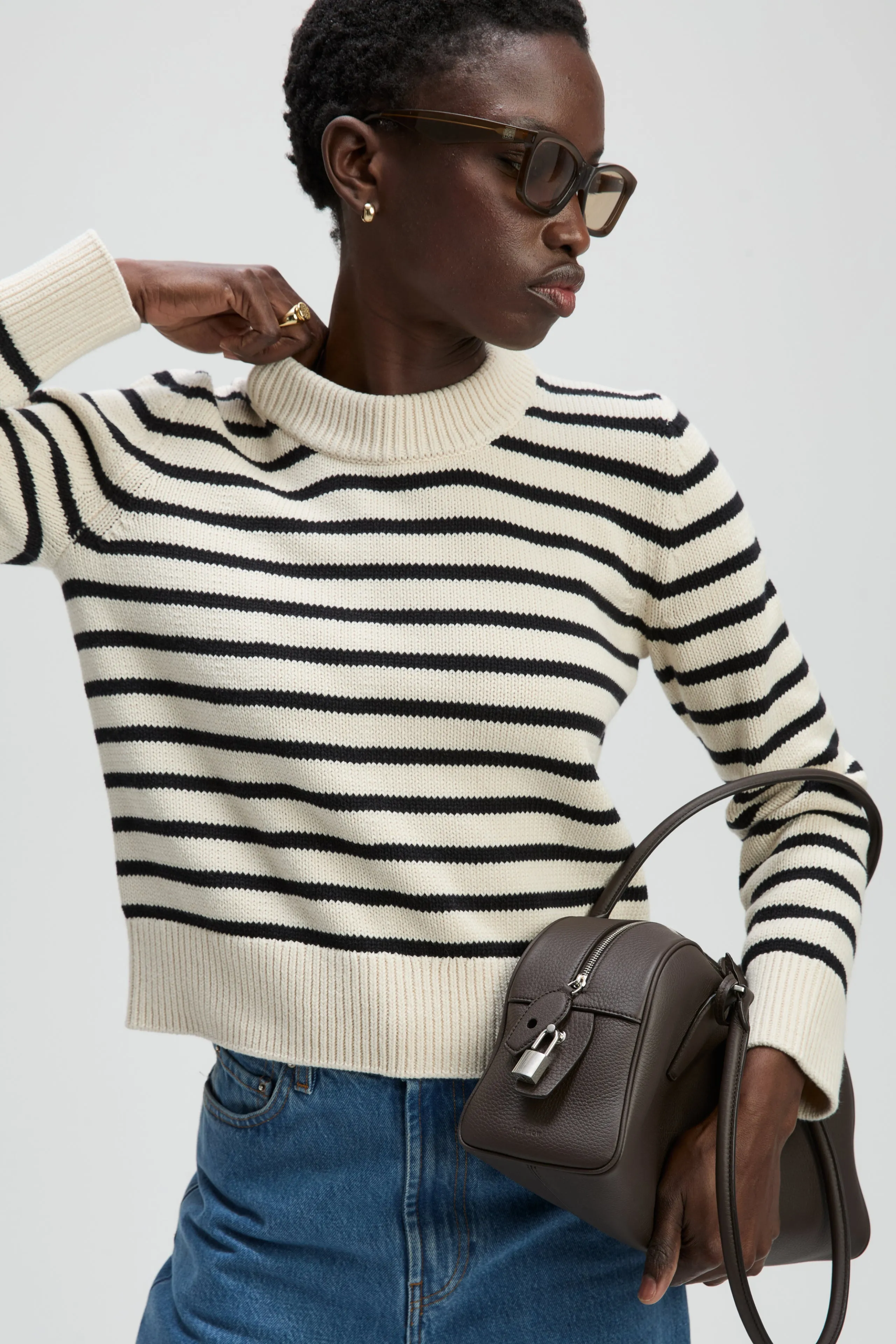 The Favorite Crew in Black & Cream Stripe sold by Sold Out NYC