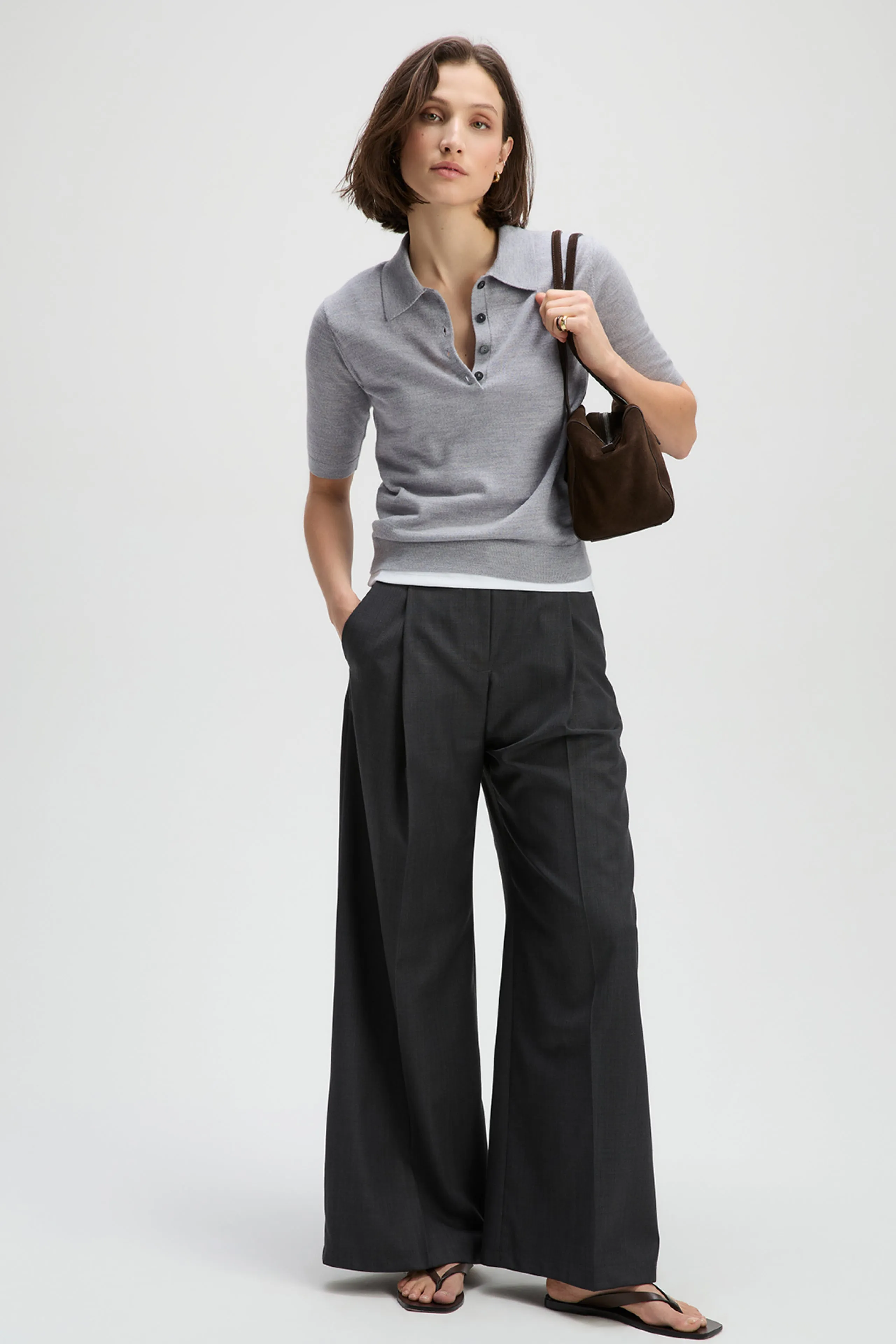 The Refined Short Sleeve Polo in Heather Grey sold by Sold Out NYC product image thumbnail 2