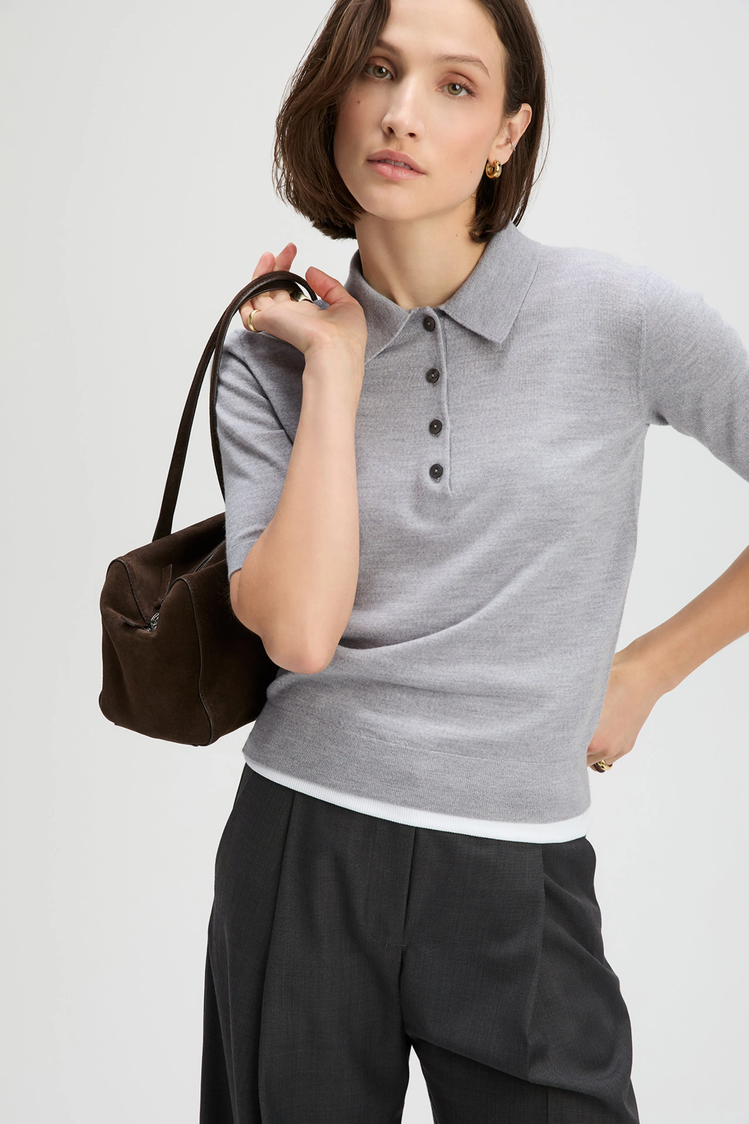 The Refined Short Sleeve Polo in Heather Grey sold by Sold Out NYC product image thumbnail 5