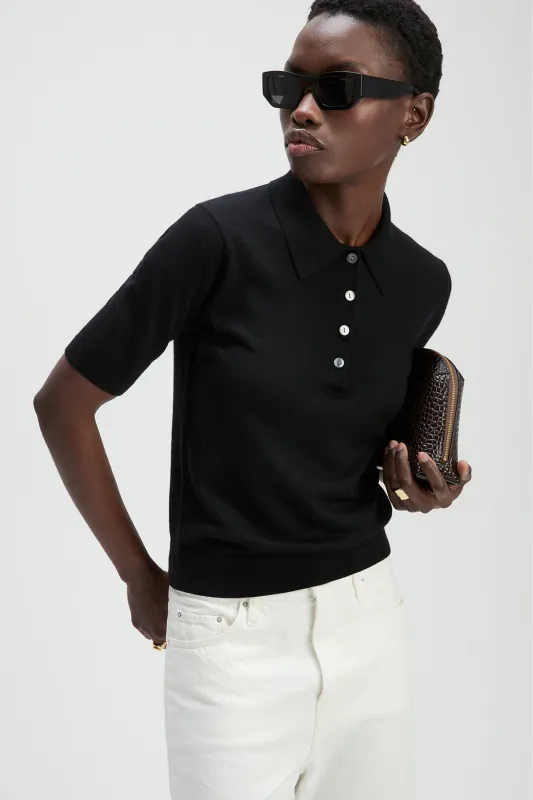 The Refined Short Sleeve Polo in Black made by Sold Out NYC