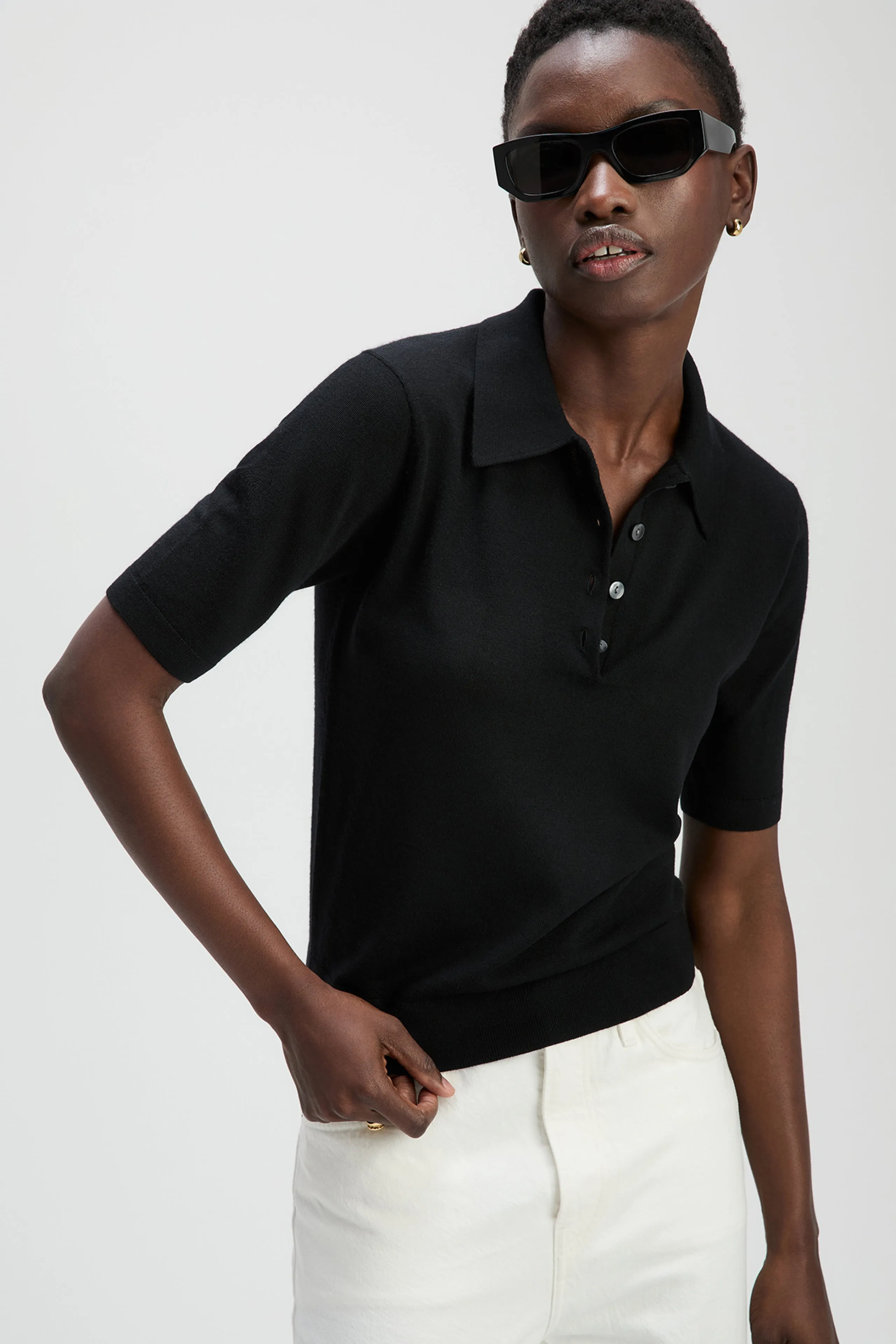 The Refined Short Sleeve Polo in Black sold by Sold Out NYC product image thumbnail 5