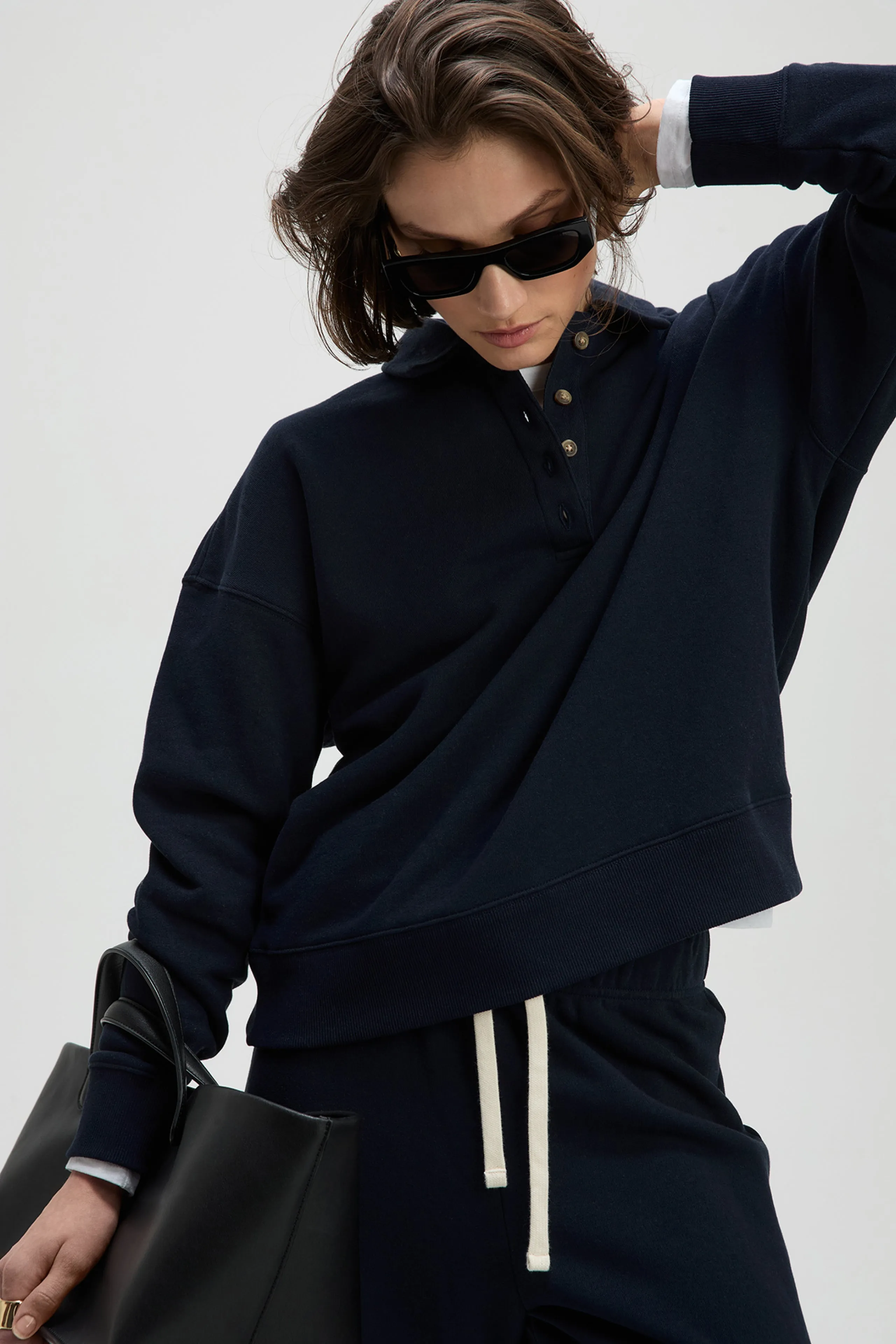 The French Terry Polo in Navy sold by Sold Out NYC product image thumbnail 3