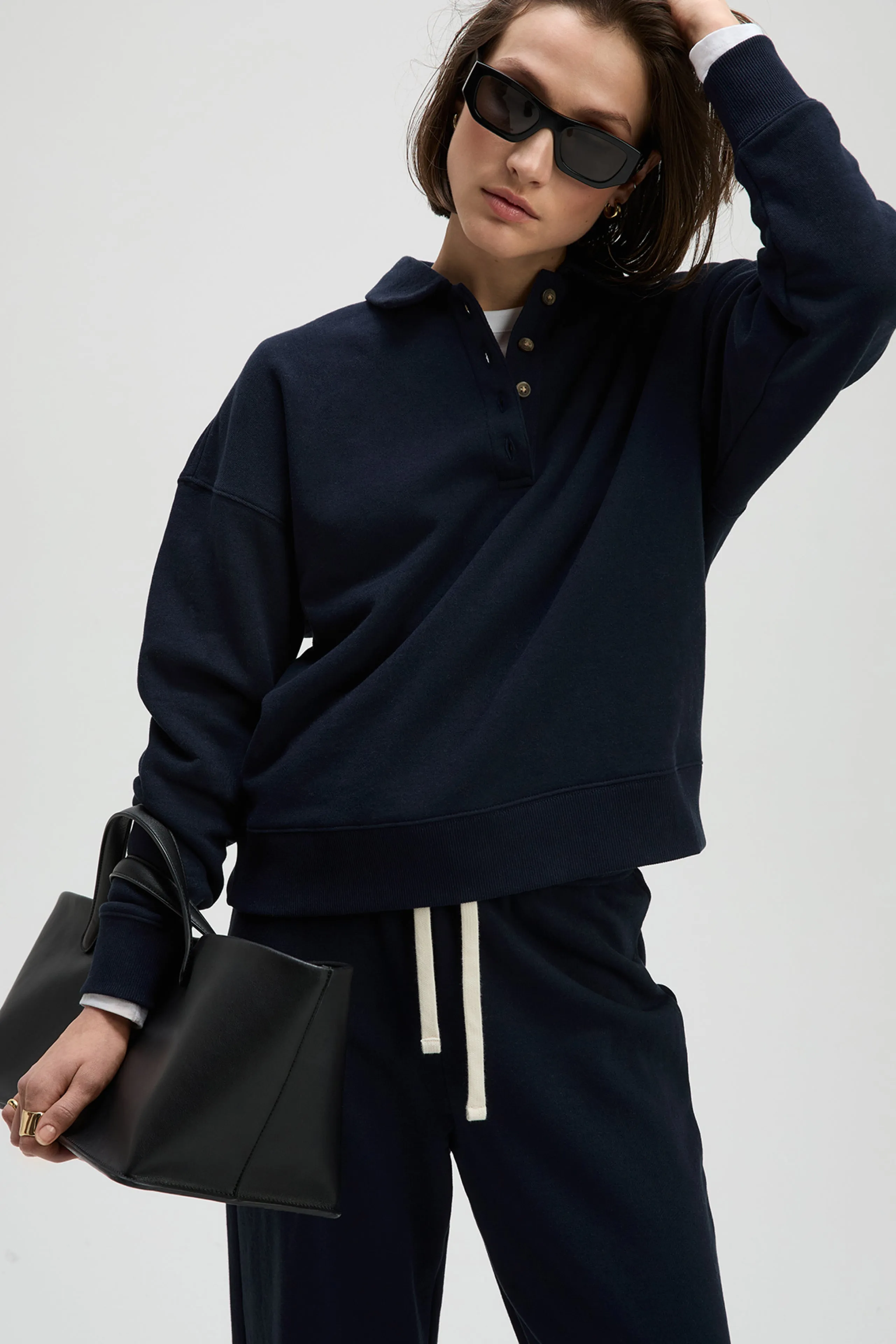 The French Terry Polo in Navy sold by Sold Out NYC product image thumbnail 5