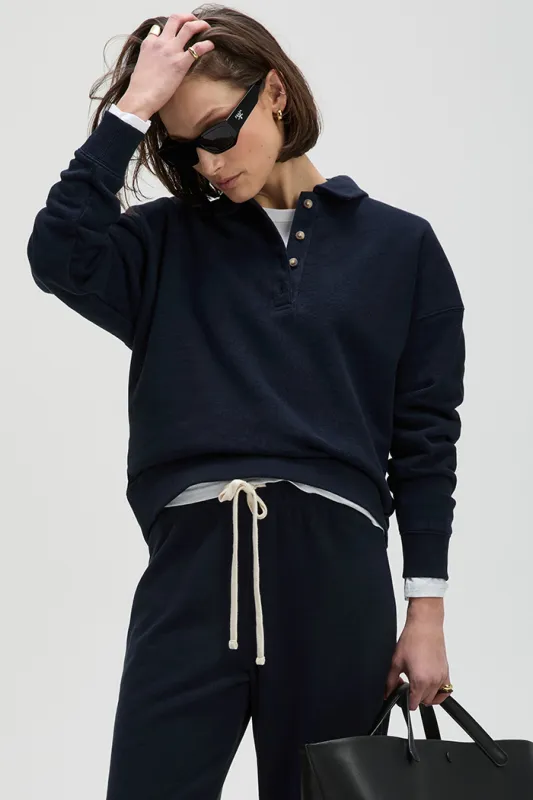 The French Terry Polo in Navy sold by Sold Out NYC