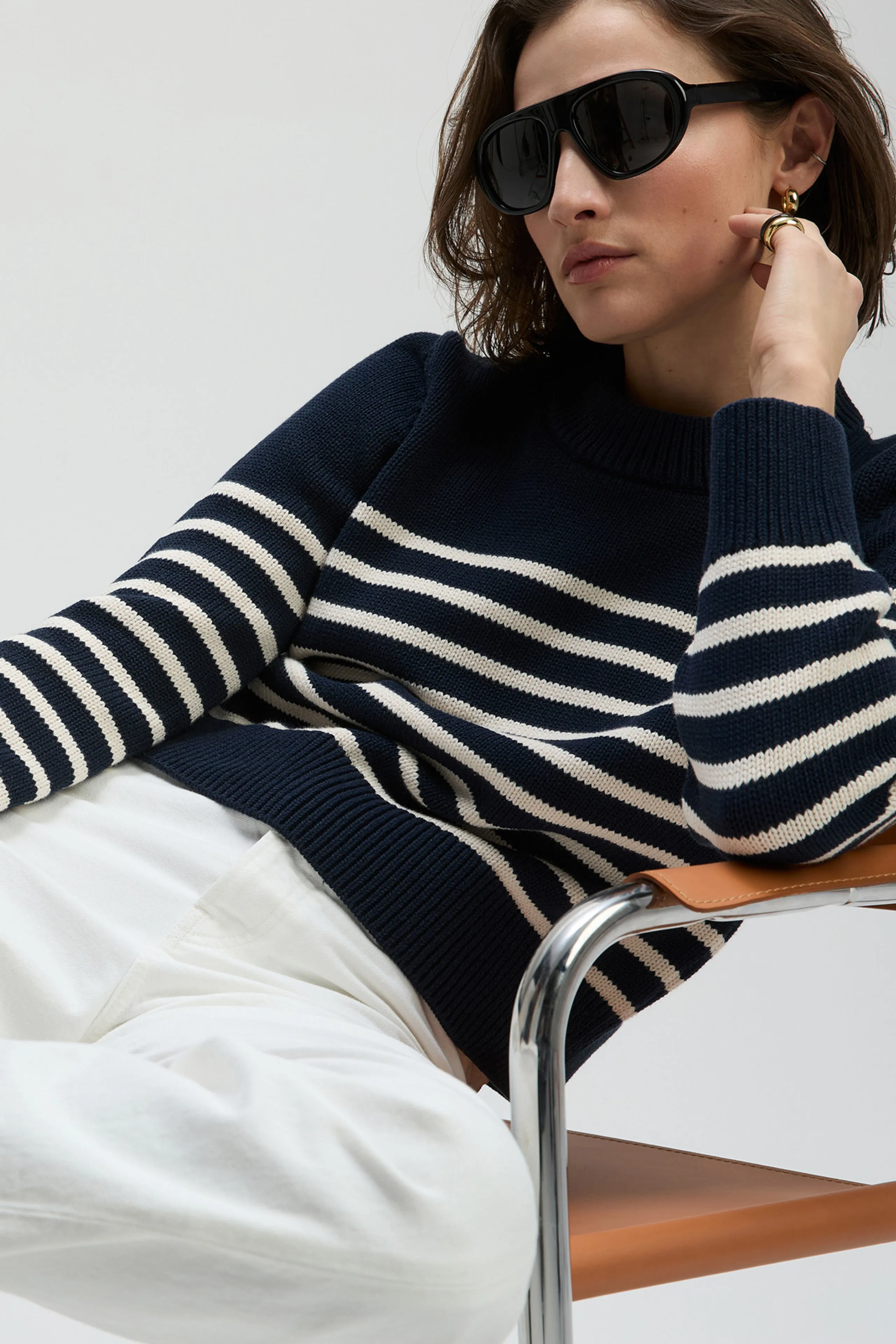 The Favorite Crew in Navy & Cream Stripe sold by Sold Out NYC product image thumbnail 4
