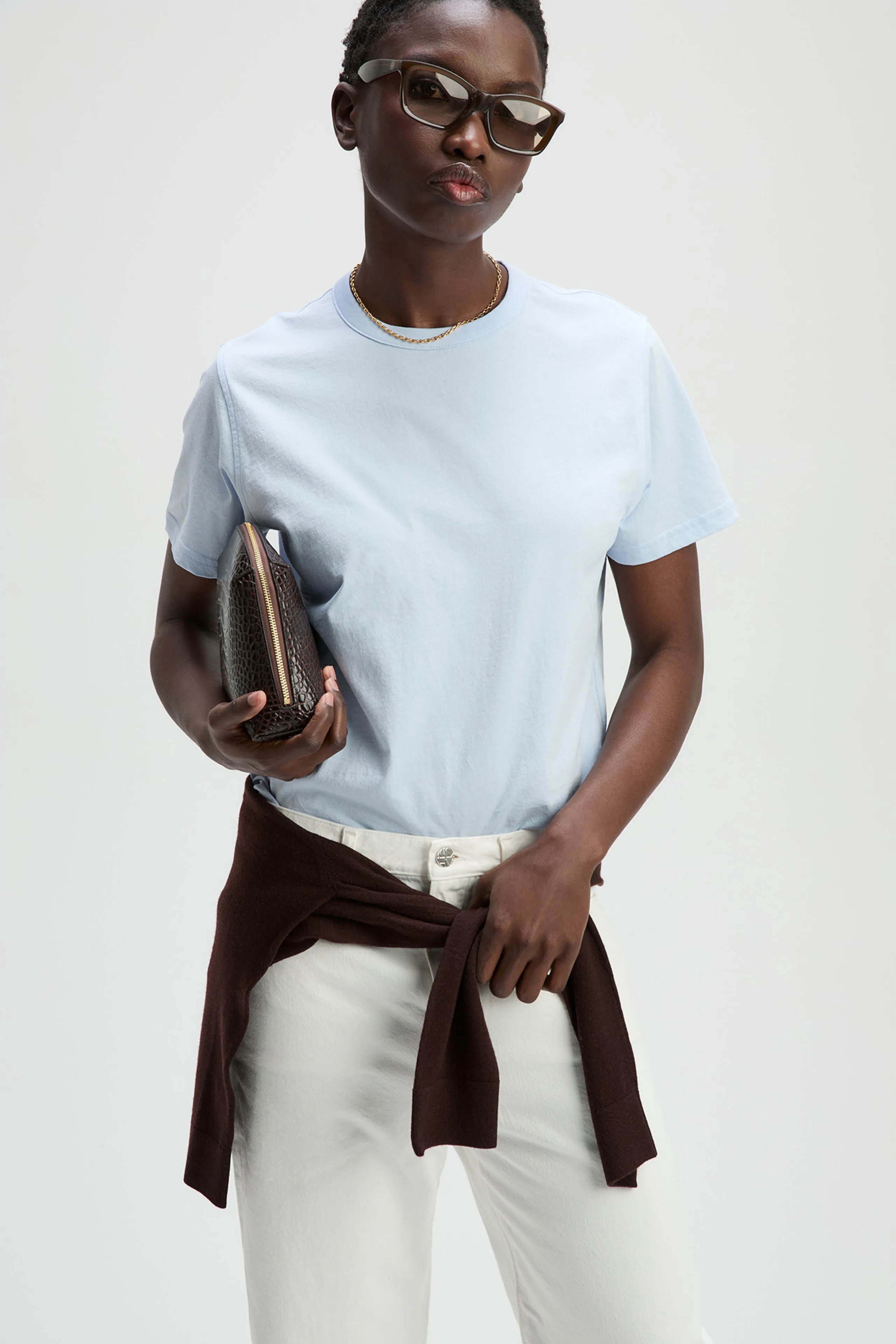 The Iconically Soft Perfect Tee in Azure sold by Sold Out NYC product image thumbnail 4