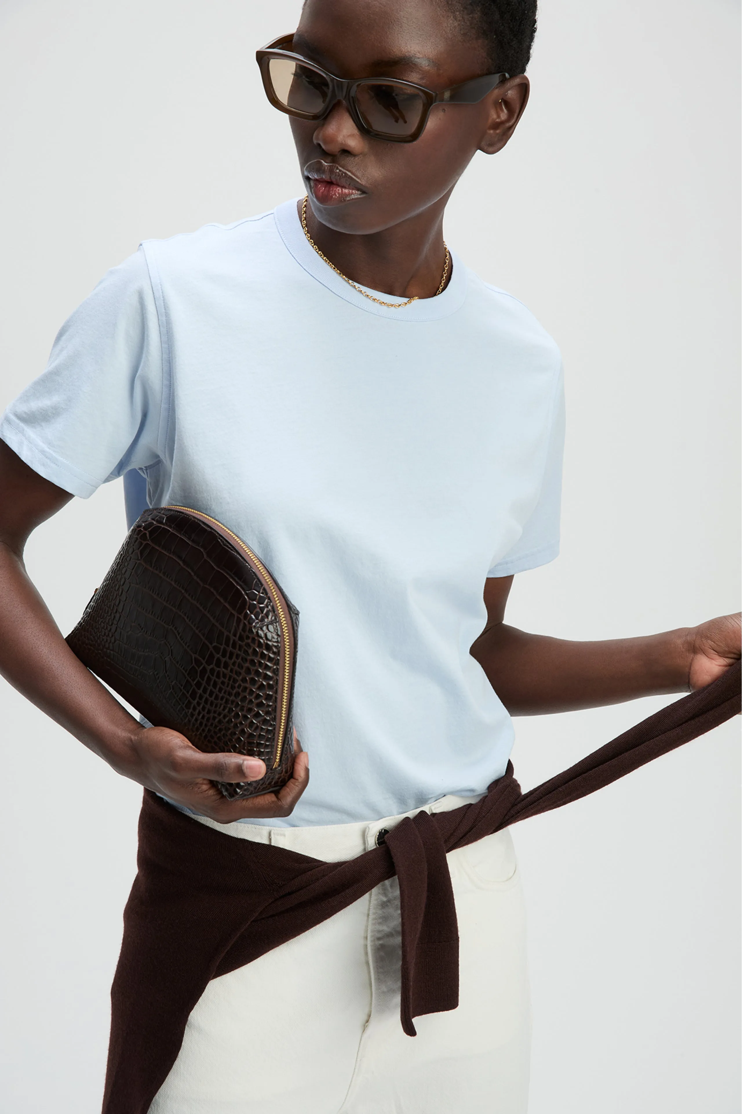 The Iconically Soft Perfect Tee in Azure sold by Sold Out NYC