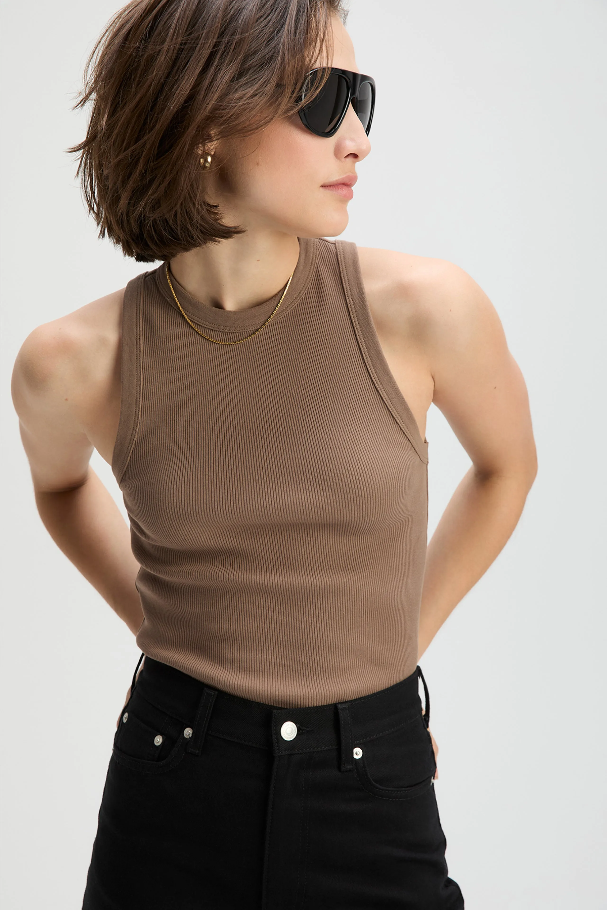 The Not So Basic Tank in Stone sold by Sold Out NYC product image thumbnail 5