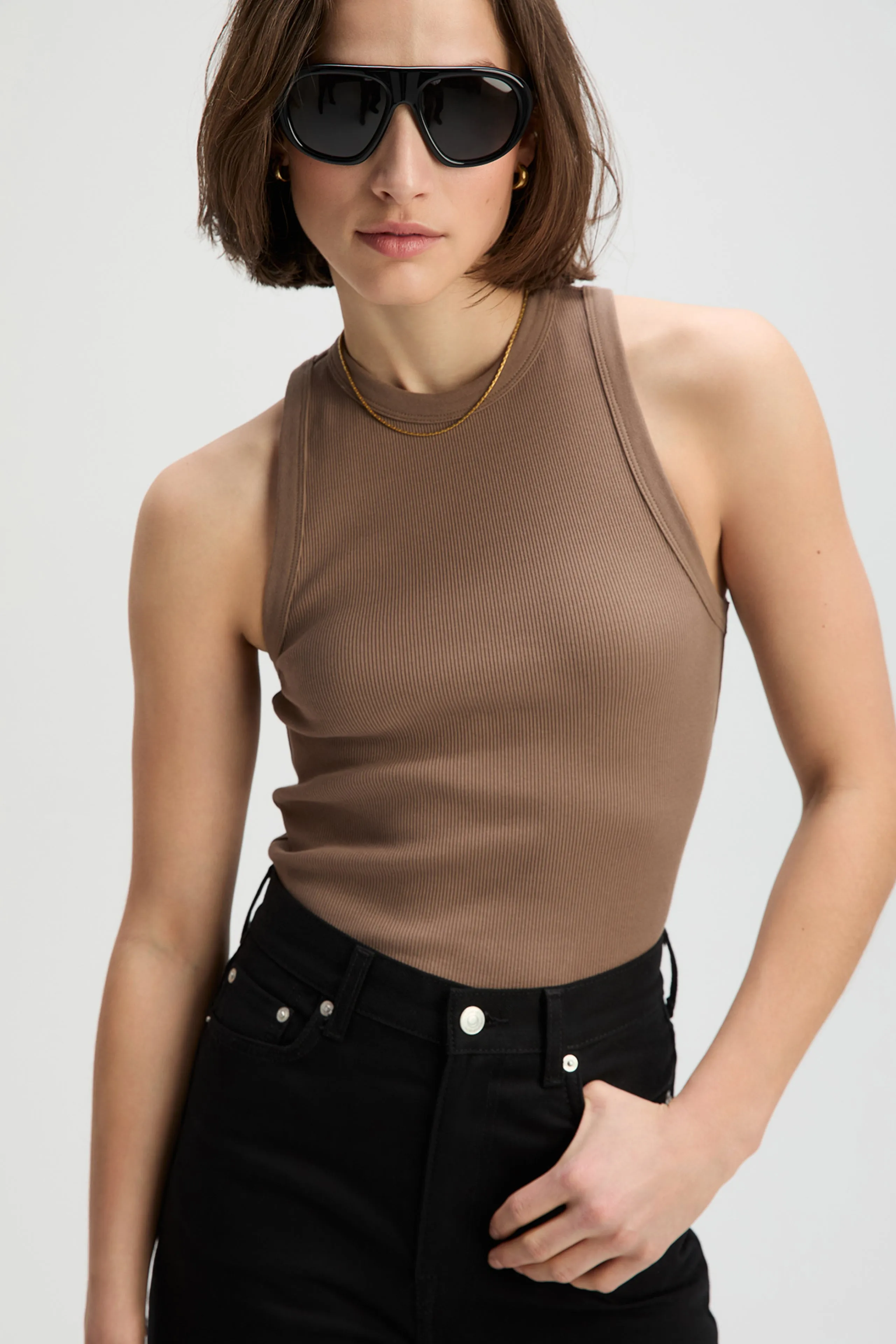 The Not So Basic Tank in Stone sold by Sold Out NYC