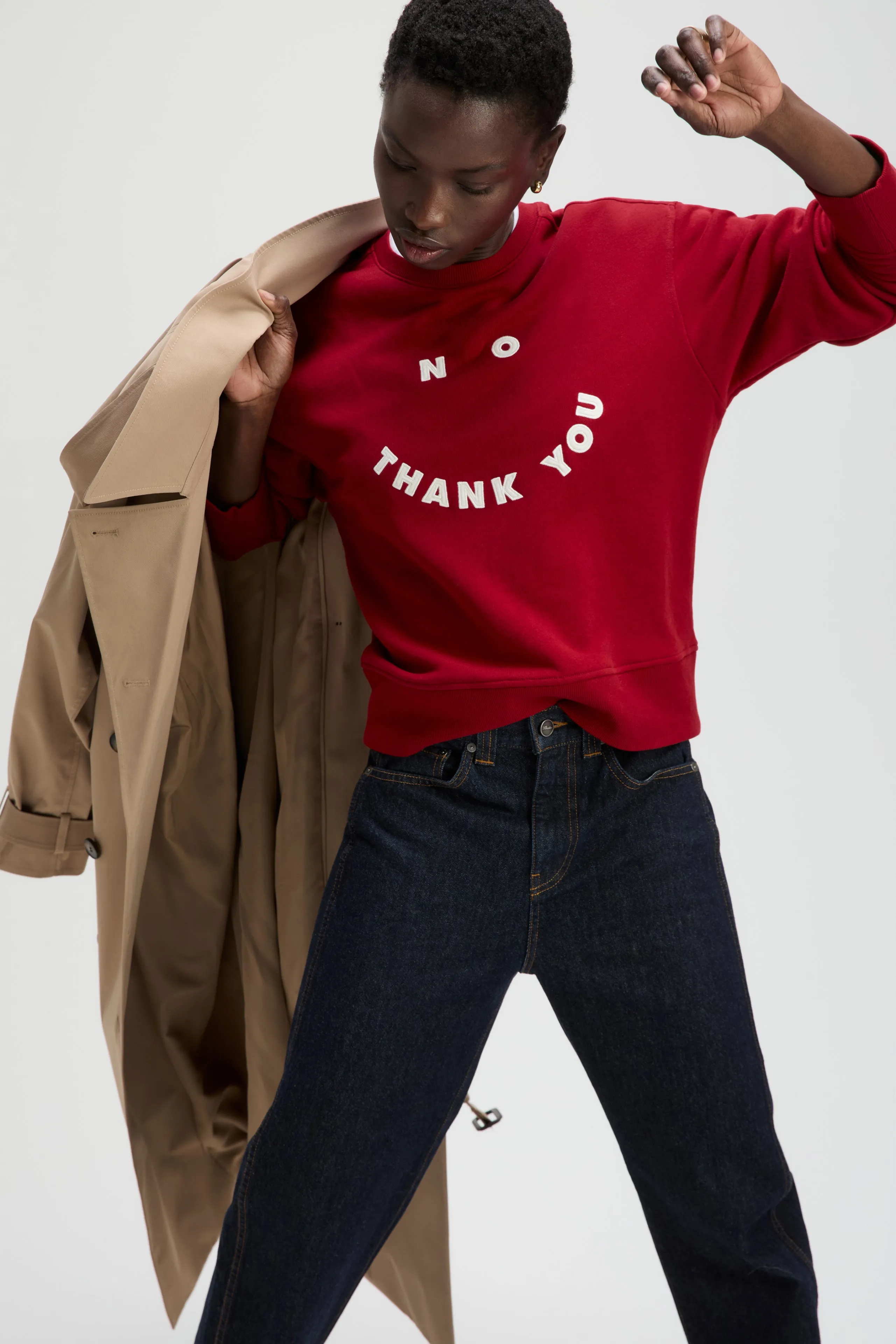 The No Thank You Sweatshirt in Ruby sold by Sold Out NYC product image thumbnail 4