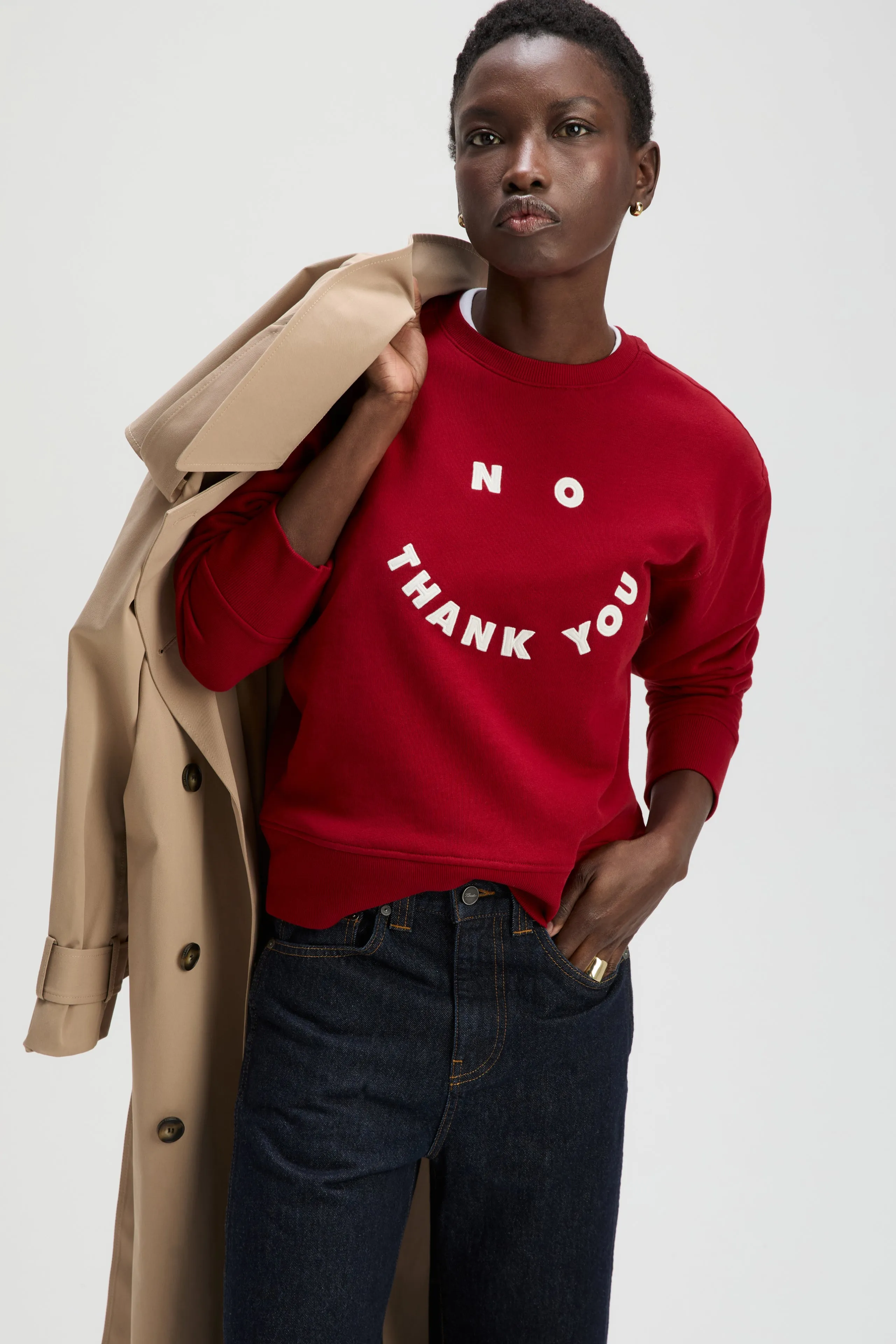 The No Thank You Sweatshirt in Ruby sold by Sold Out NYC