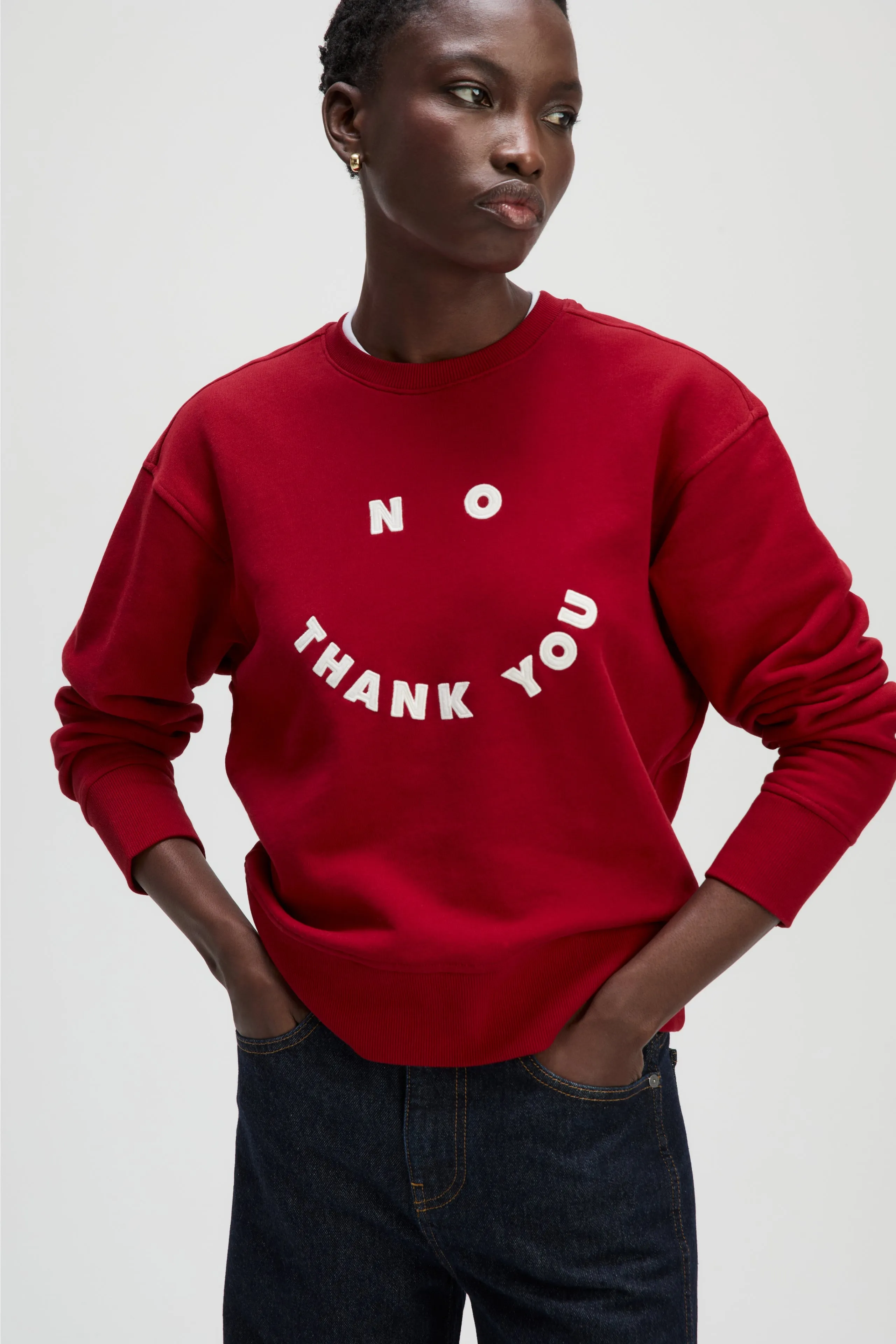 The No Thank You Sweatshirt in Ruby sold by Sold Out NYC product image thumbnail 3