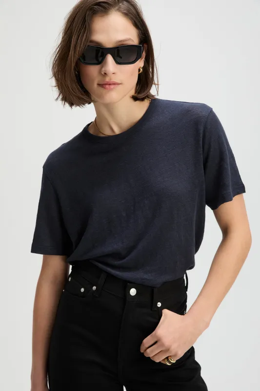 The Linen Perfect Tee in Navy made by Sold Out NYC