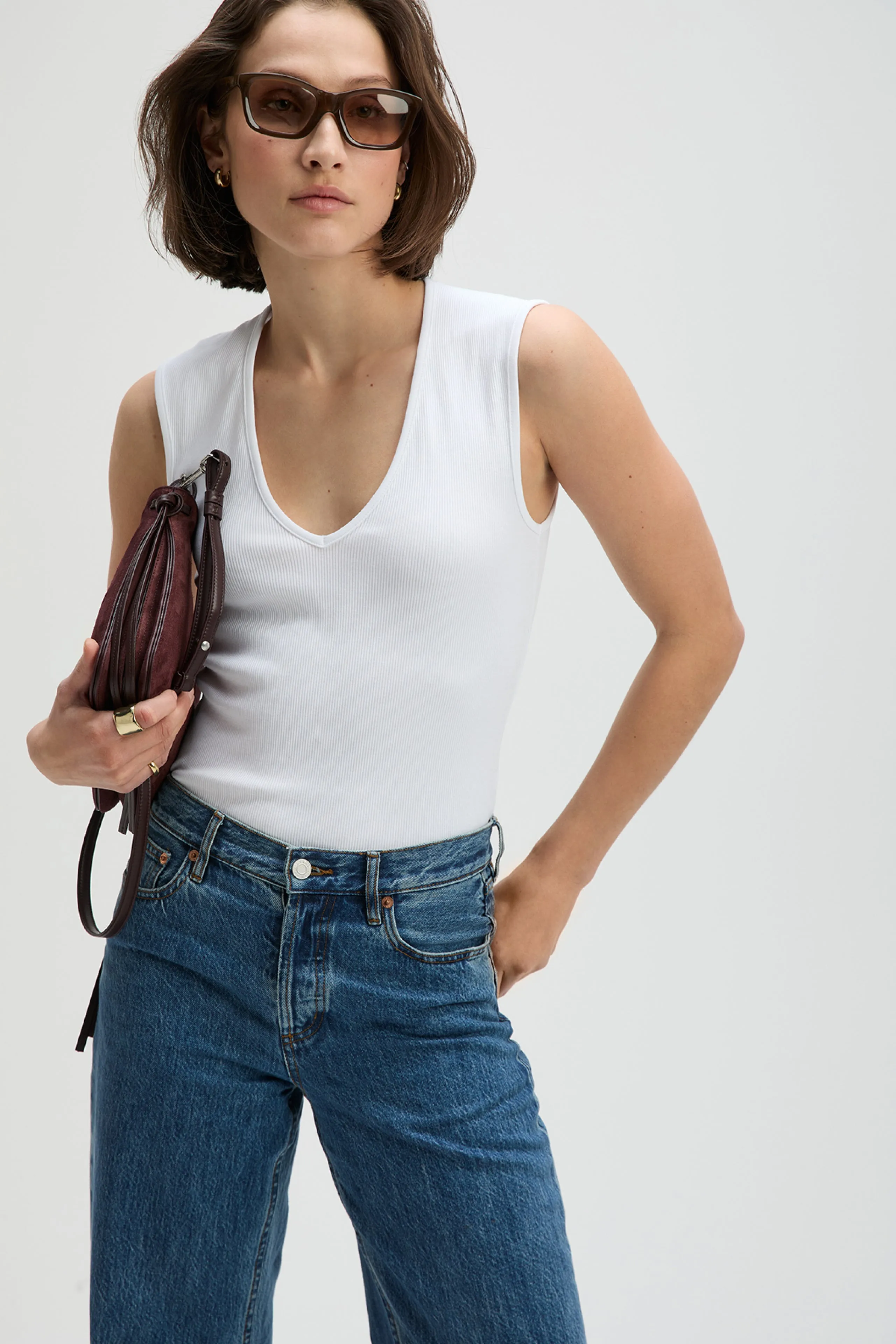 The V-Neck Tank in White sold by Sold Out NYC product image thumbnail 2