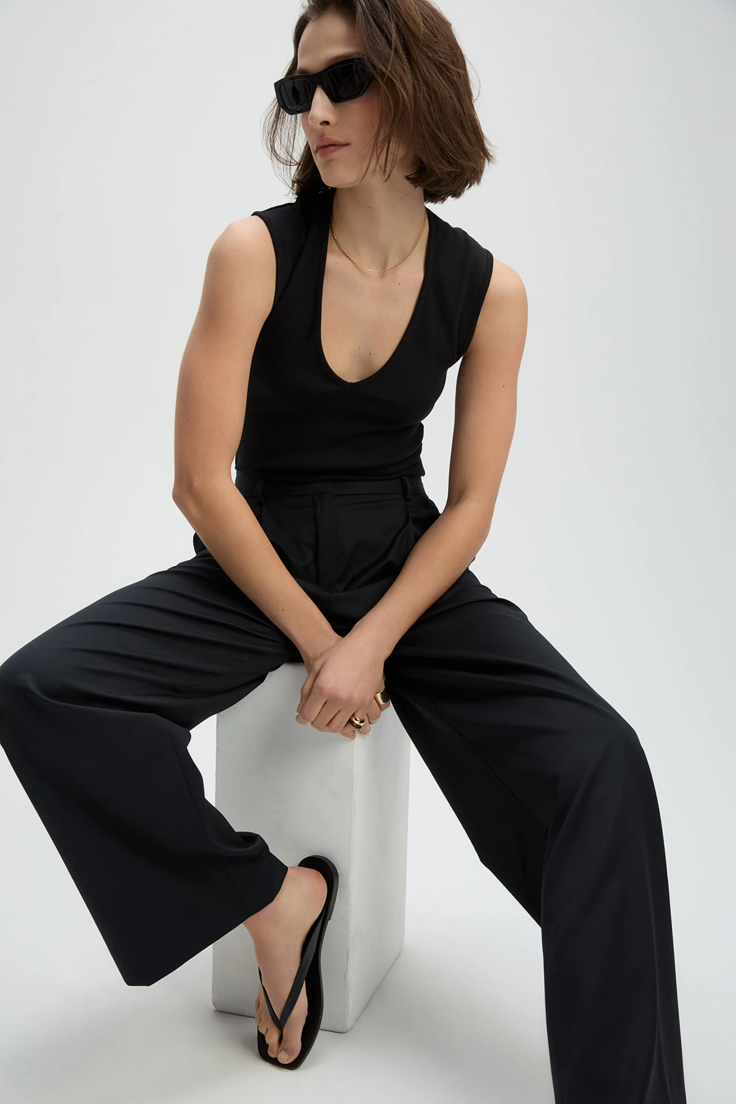 The V-Neck Tank in Black sold by Sold Out NYC product image thumbnail 4