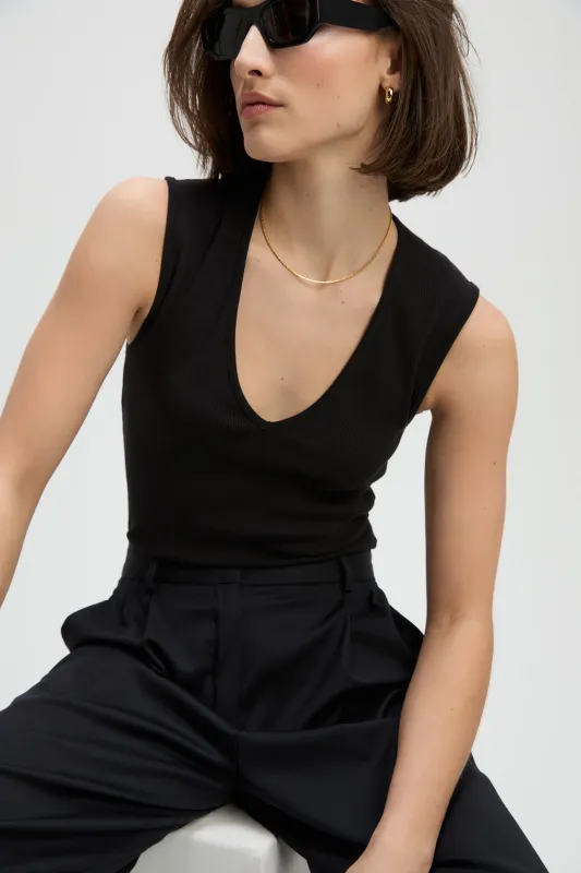 The V-Neck Tank in Black made by Sold Out NYC