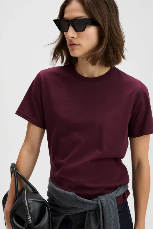 The Iconically Soft Perfect Tee in Oxblood made by Sold Out NYC