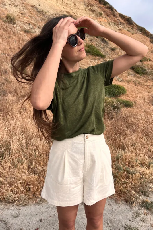 The Linen Perfect Tee in Olive sold by Sold Out NYC