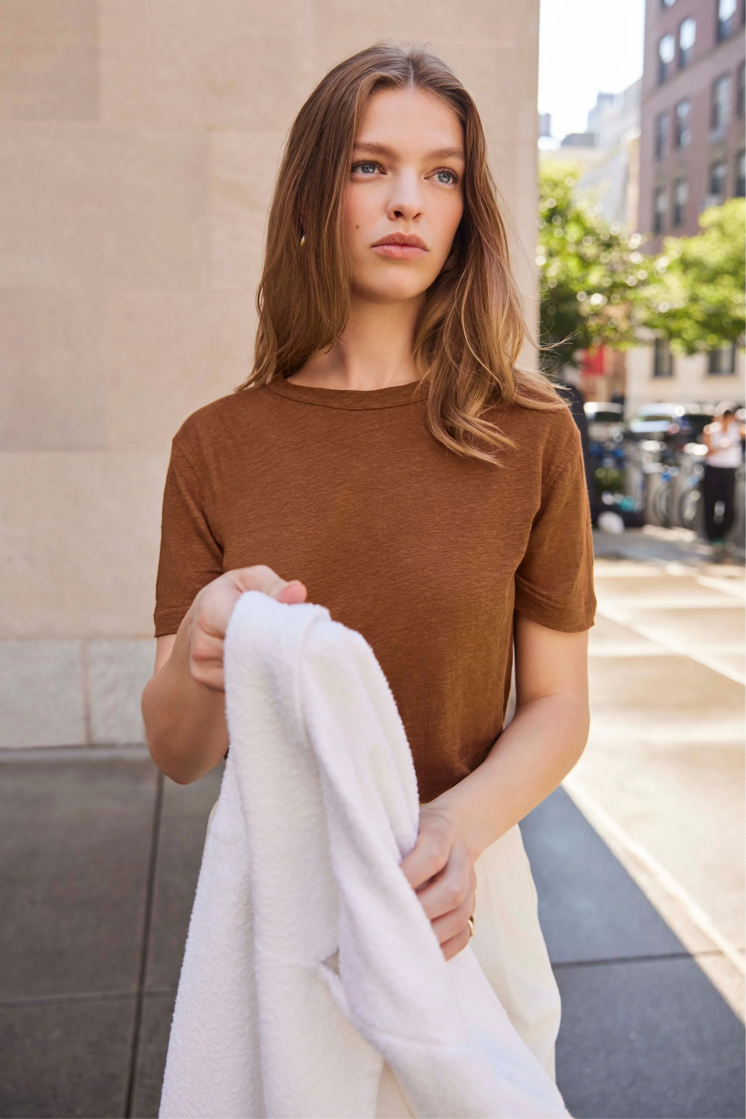 The Linen Perfect Tee In Toffee sold by Sold Out NYC product image thumbnail 4