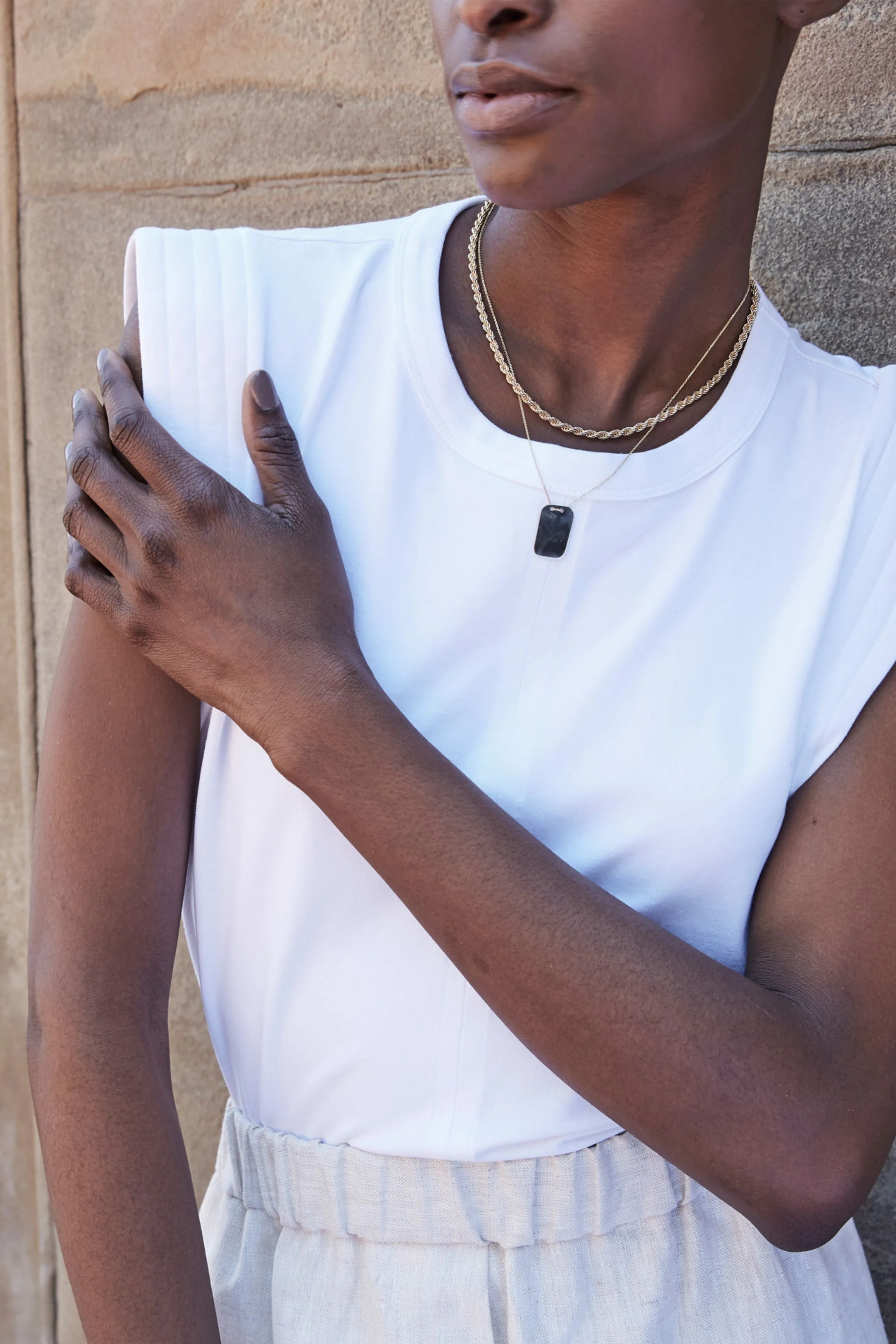 The Gimme That Shoulder Tee in White sold by Sold Out NYC product image thumbnail 5