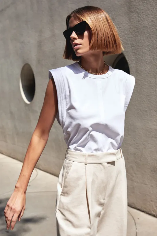 The Gimme That Shoulder Tee in White sold by Sold Out NYC