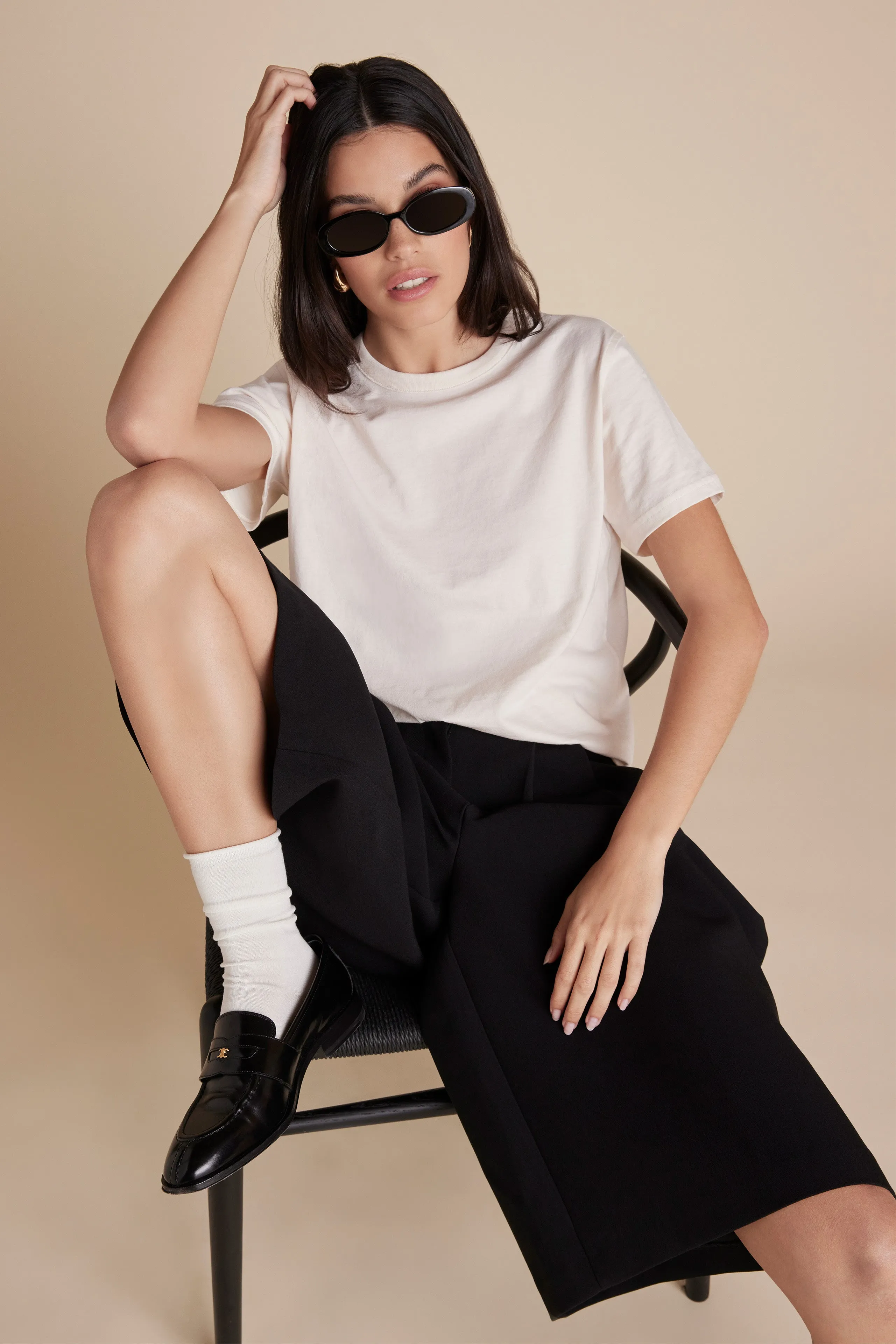The Iconically Soft Perfect Tee In Cream sold by Sold Out NYC product image thumbnail 5