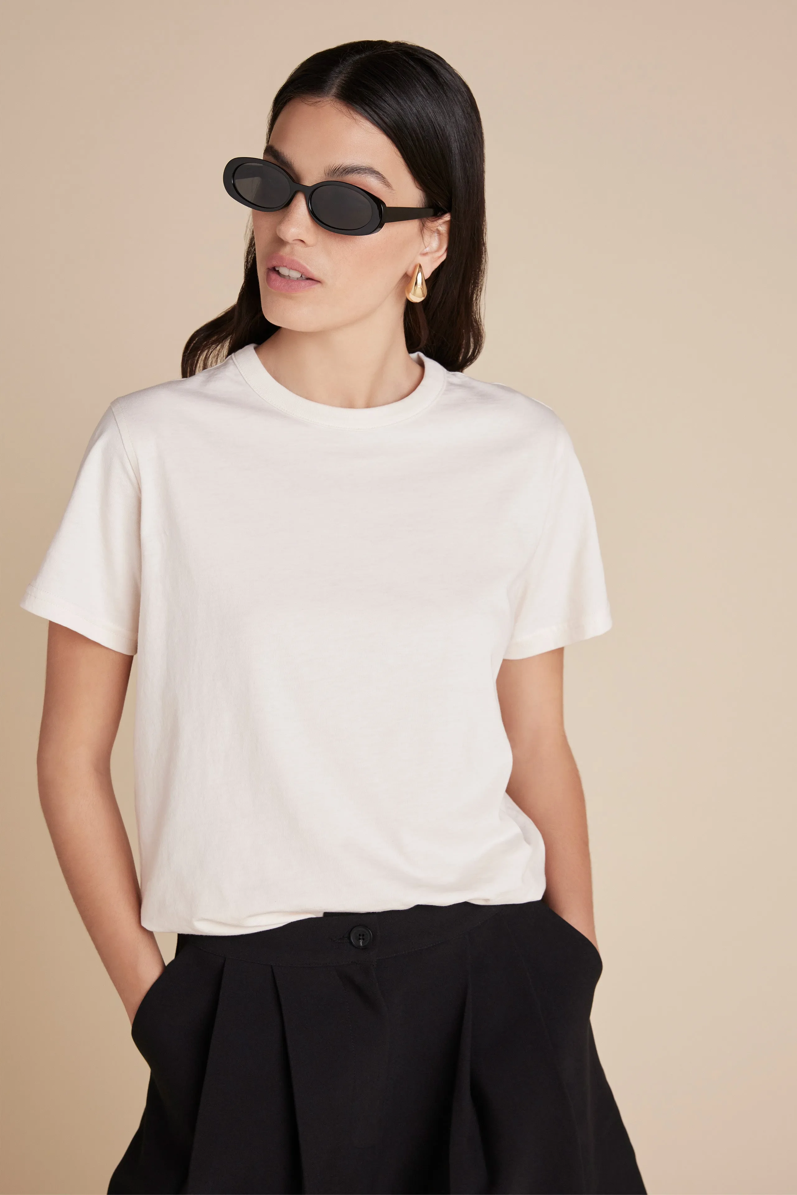 The Iconically Soft Perfect Tee In Cream sold by Sold Out NYC product image thumbnail 3