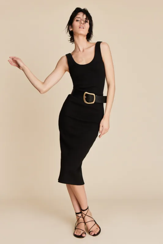 The Long Scoop It Up Dress in Black sold by Sold Out NYC