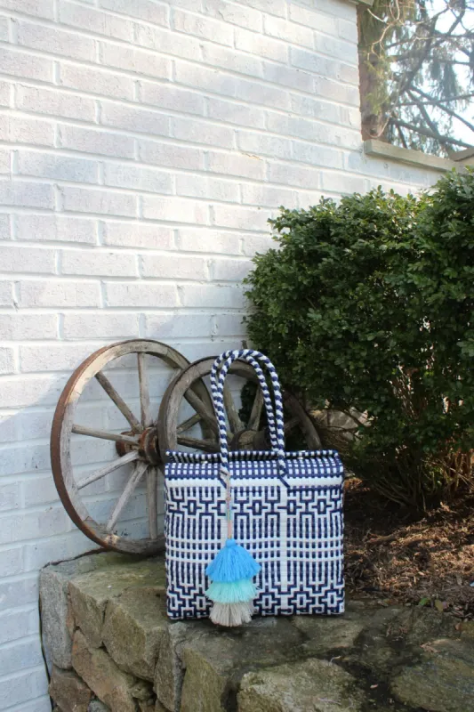 Preppy Tile Navy Citron Box - Medium sold by Squeeze De Citron