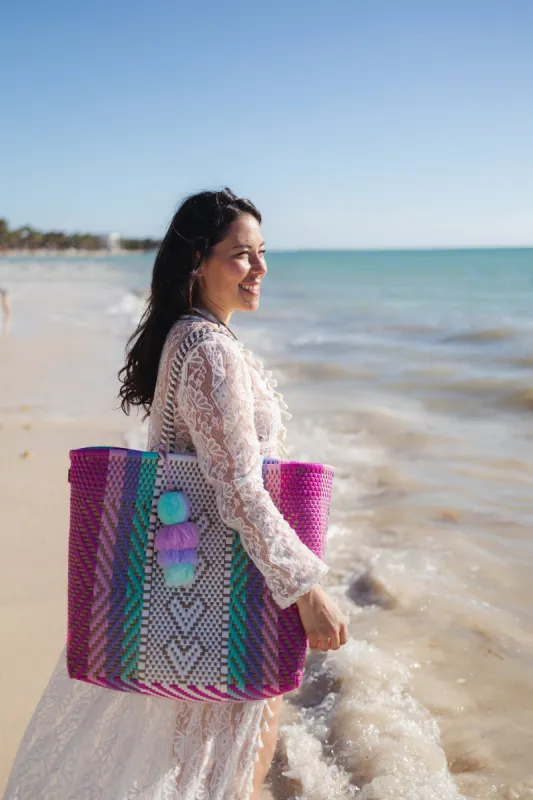 Heart Guide in Pink / Aqua Citron Tote sold by Squeeze De Citron