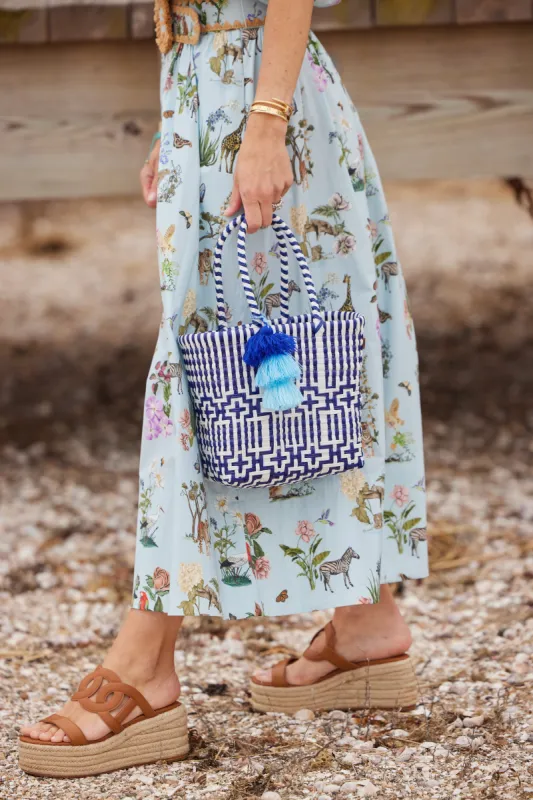 Mini - Preppy Tile Navy Citron Tote sold by Squeeze De Citron