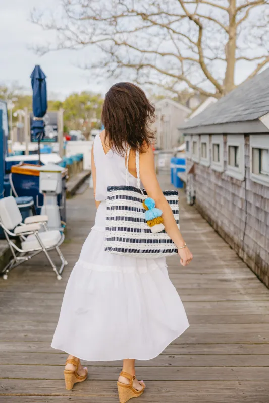 Coastal Knit Nautical Navy/White Citron Tote sold by Squeeze De Citron