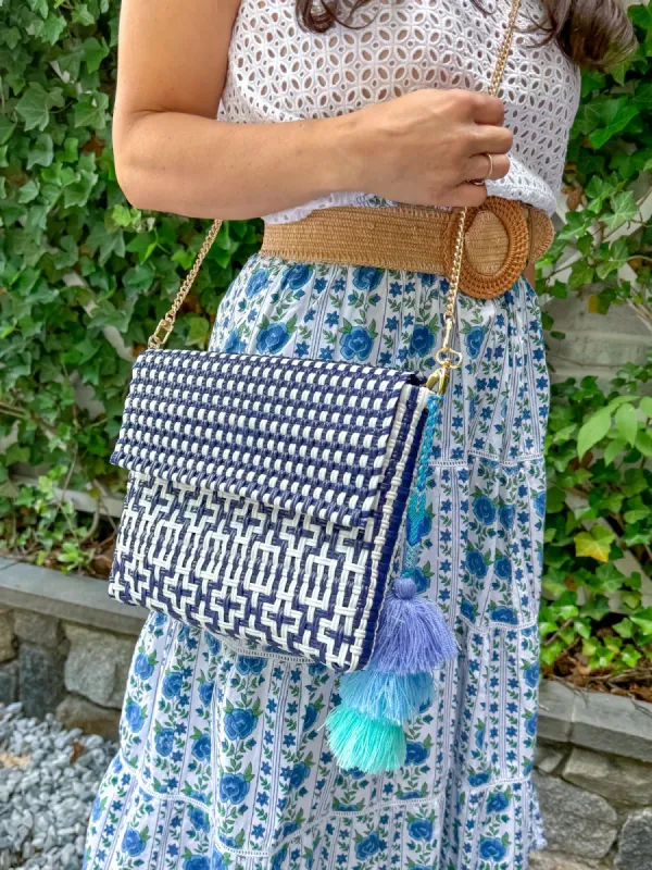 Clutch - Preppy Tile Navy Citron sold by Squeeze De Citron